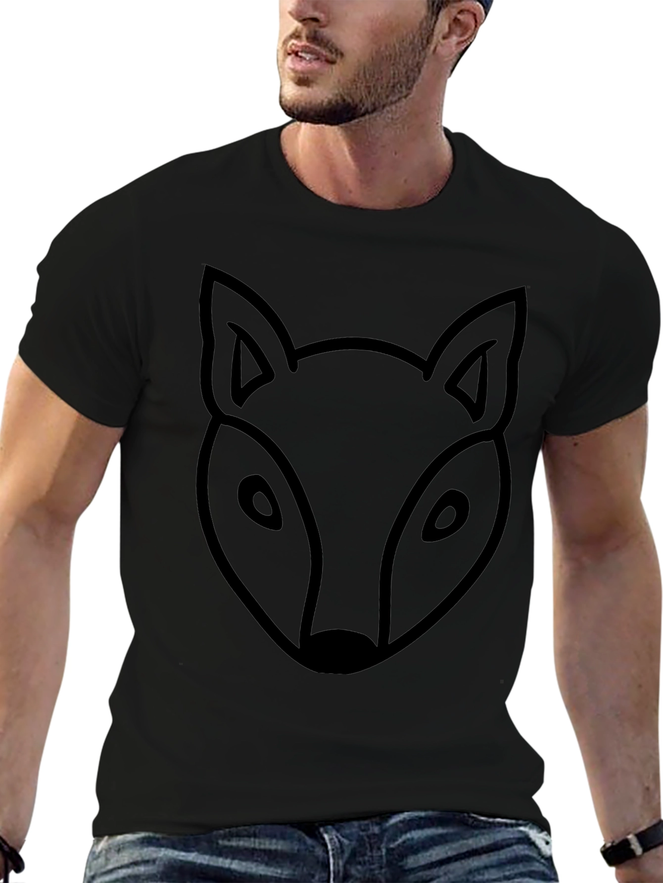 Minimalist Fox Head T-Shirt - Black