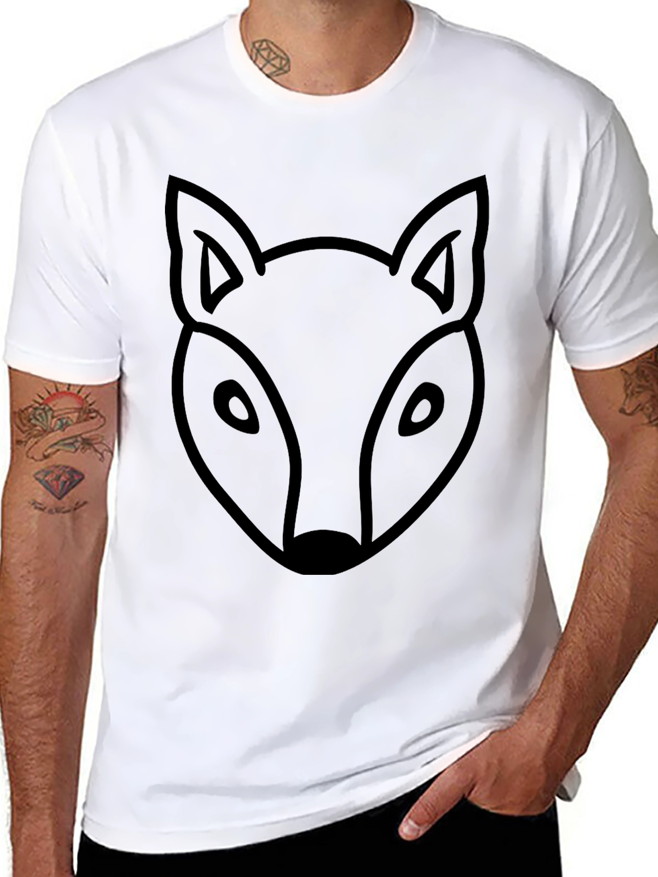 Minimalist Fox Head T-Shirt - Black