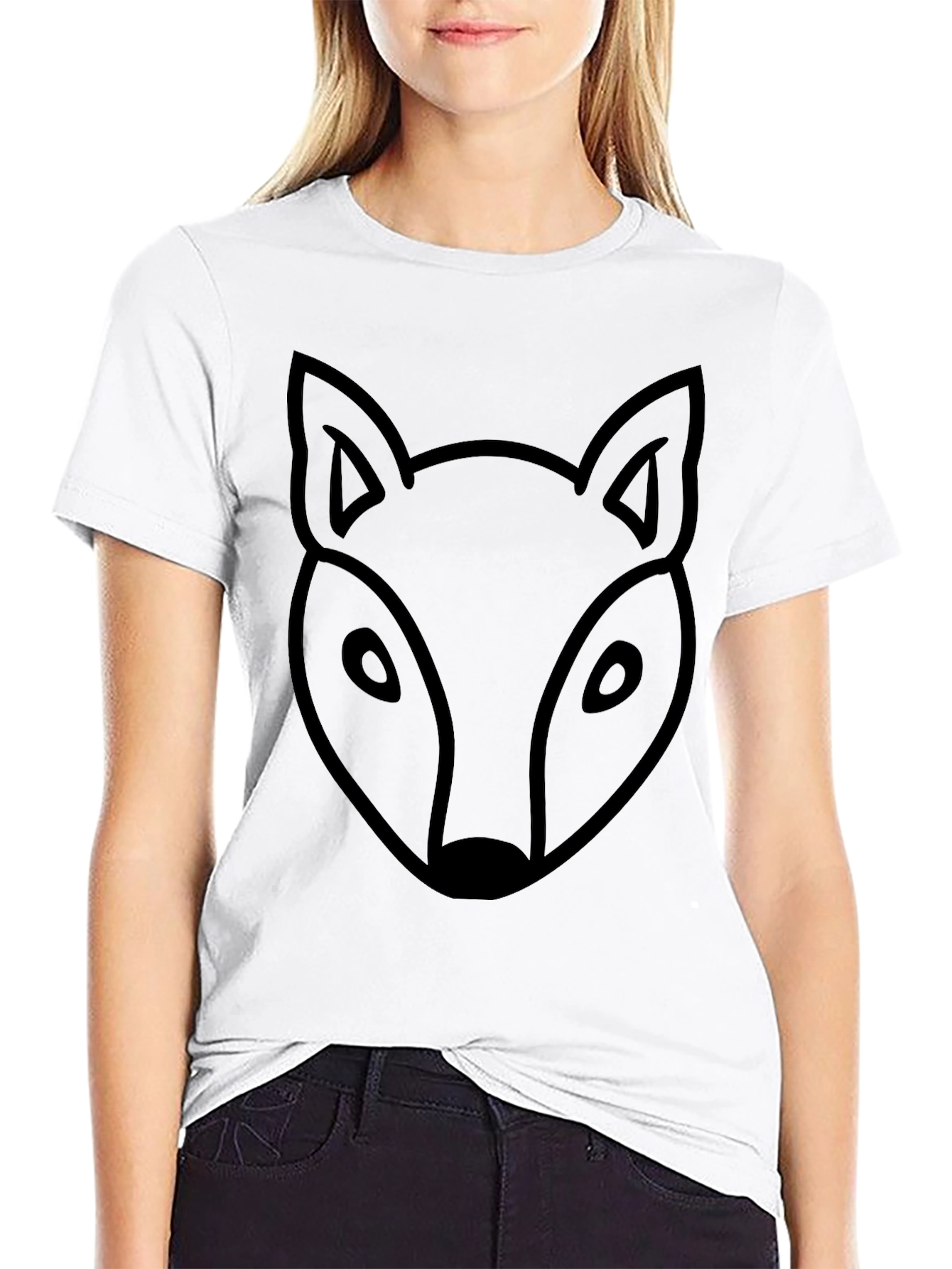 Minimalist Fox Head T-Shirt - Black