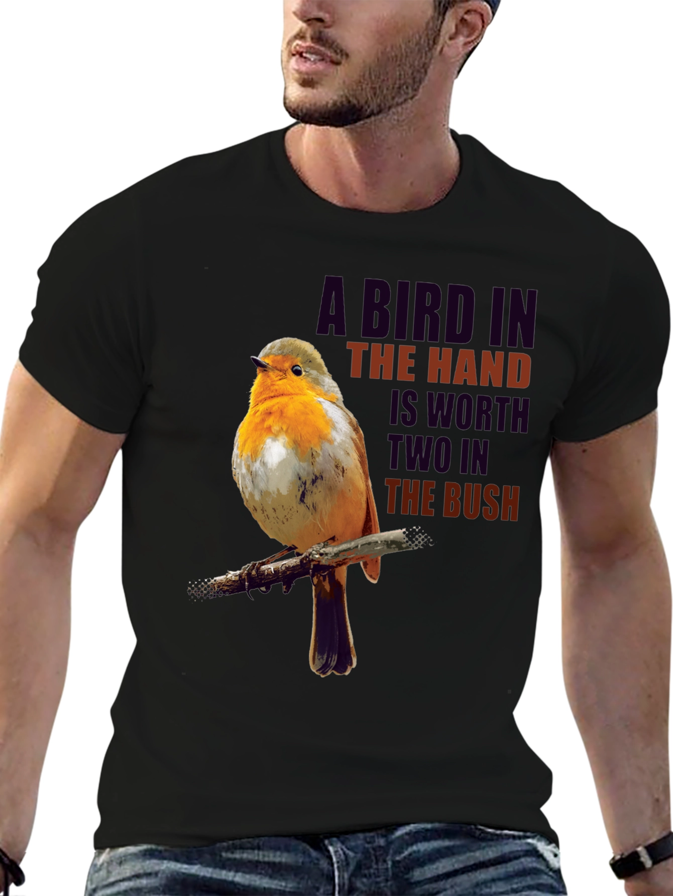 Bird in Hand T-Shirt - Proverb Graphic Tee