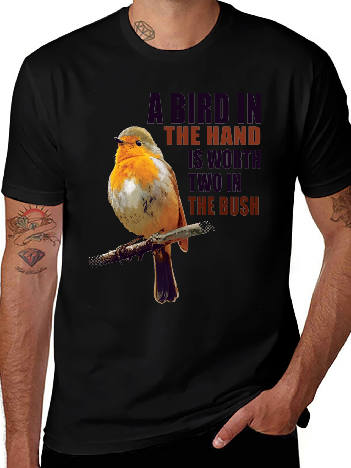 Bird in Hand T-Shirt - Proverb Graphic Tee