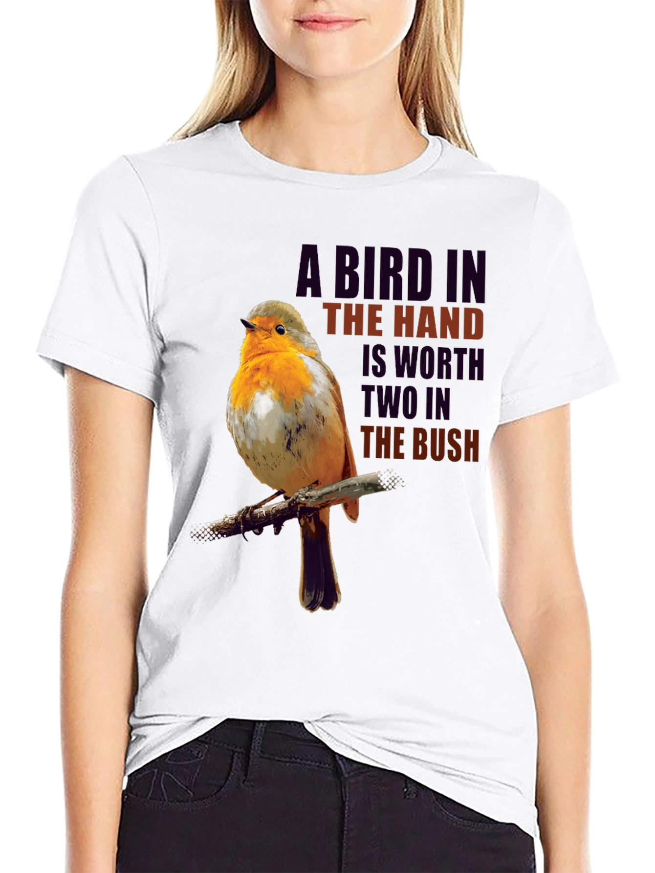 Bird in Hand T-Shirt - Proverb Graphic Tee