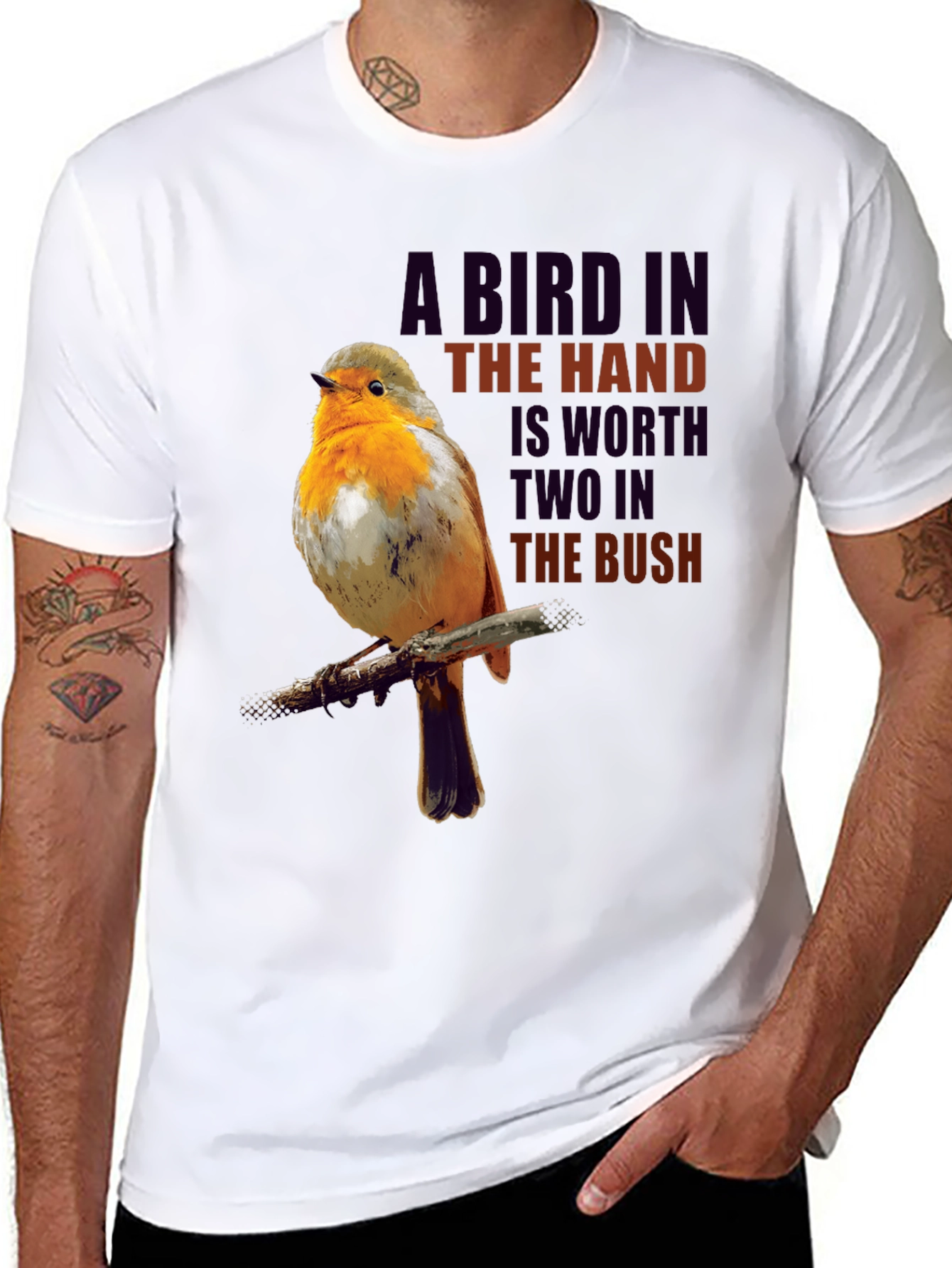 Bird in Hand T-Shirt - Proverb Graphic Tee