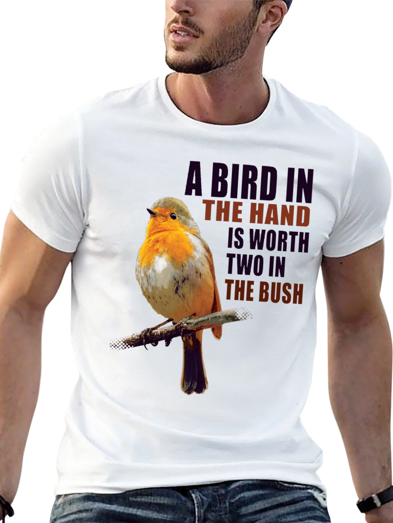 Bird in Hand T-Shirt - Proverb Graphic Tee