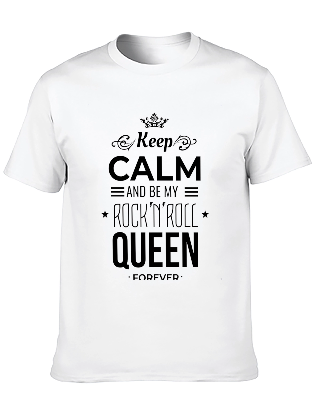 Keep Calm RocknRoll Queen Black Graphic T-Shirt