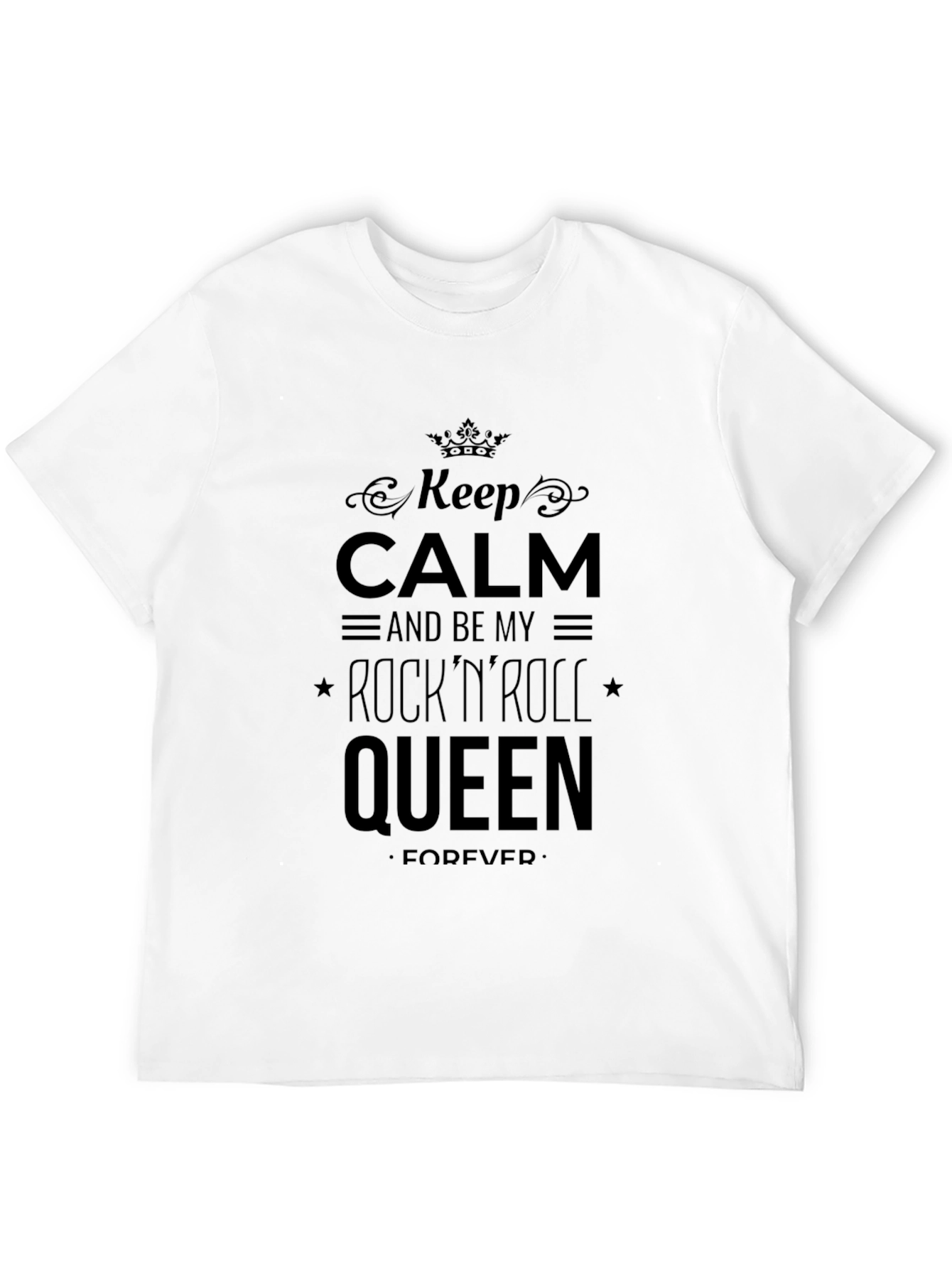 Keep Calm RocknRoll Queen Black Graphic T-Shirt