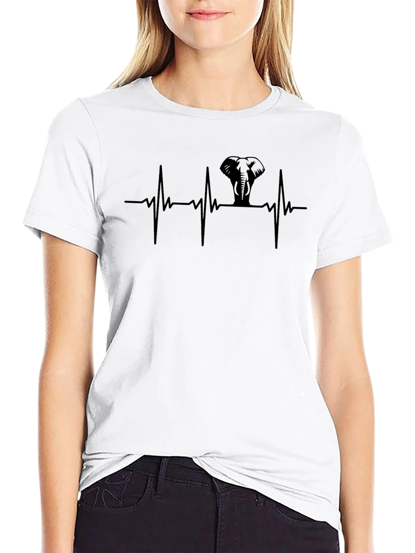 Elephant Heartbeat T-Shirt - Black