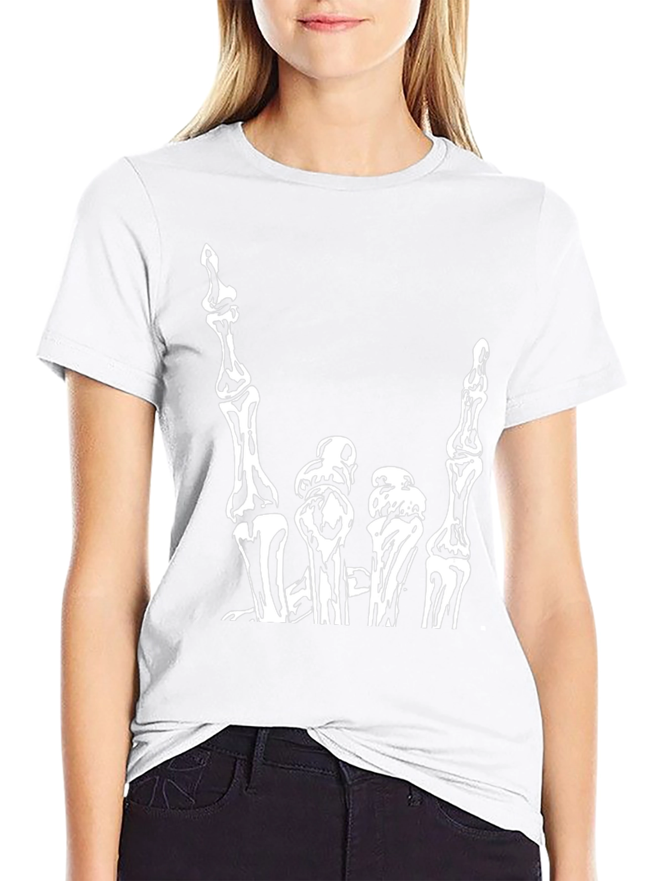 Skeleton Hand Rock On Graphic Tee