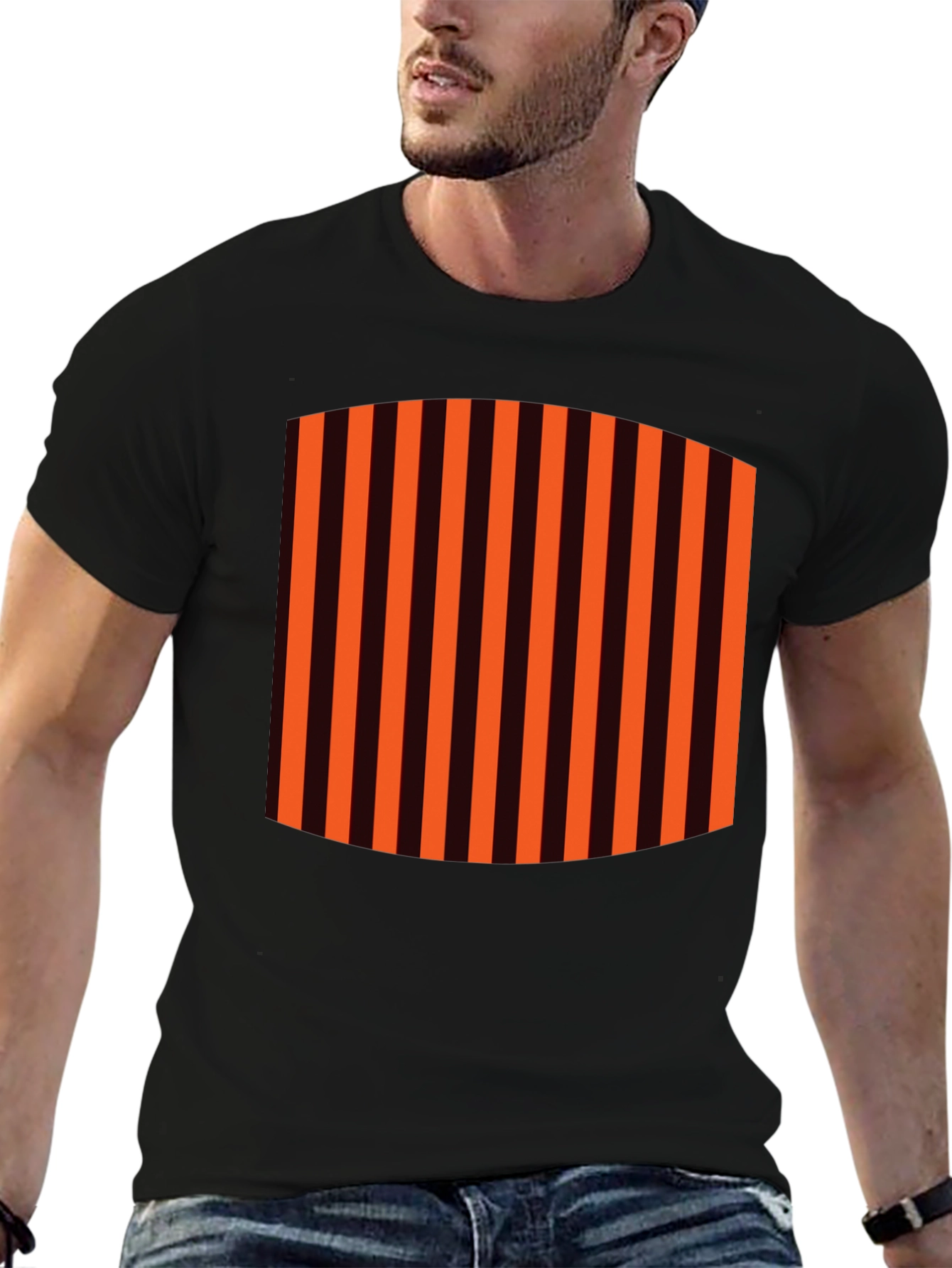 Striped Graphic Tee - Black