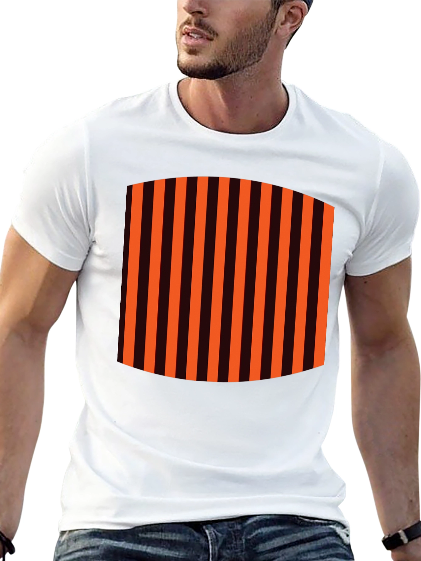 Striped Graphic Tee - Black