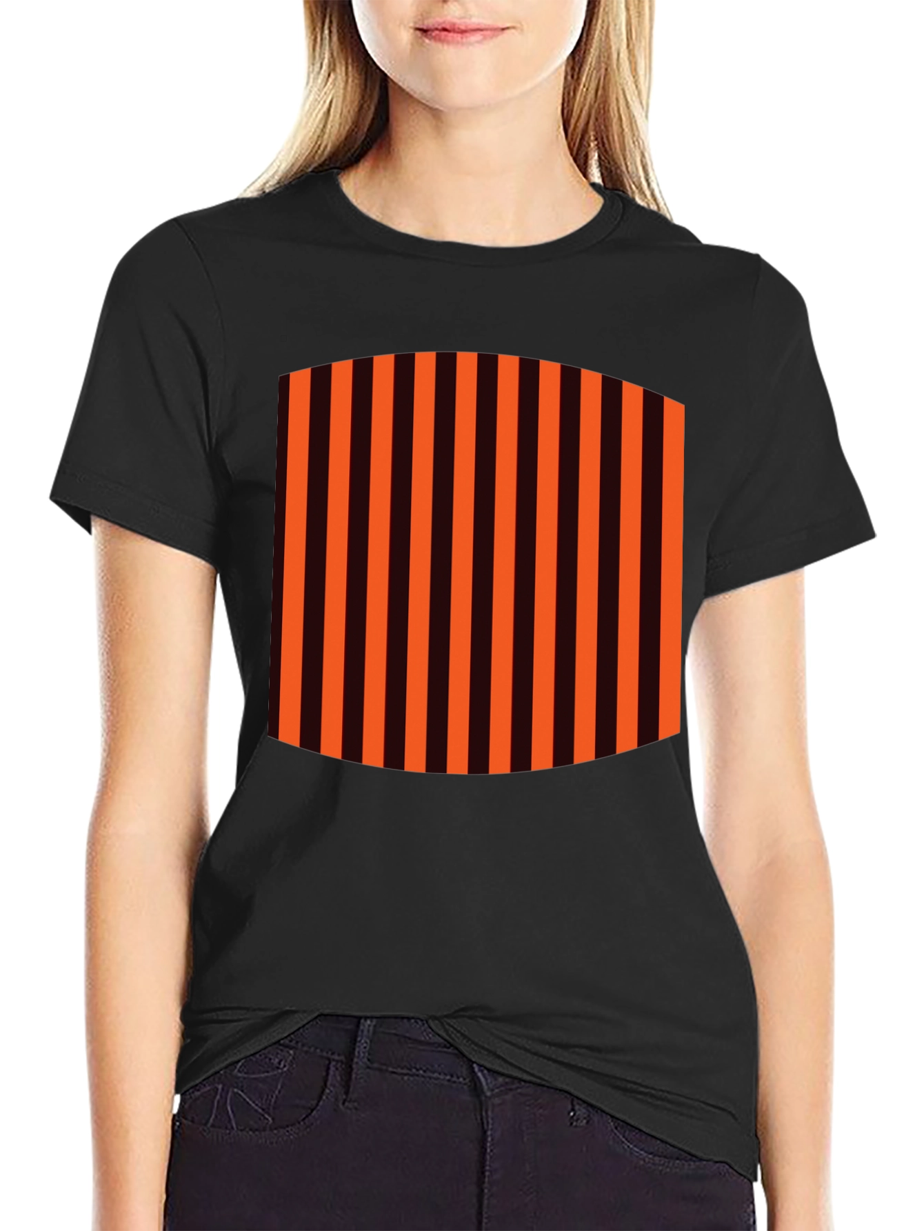 Striped Graphic Tee - Black