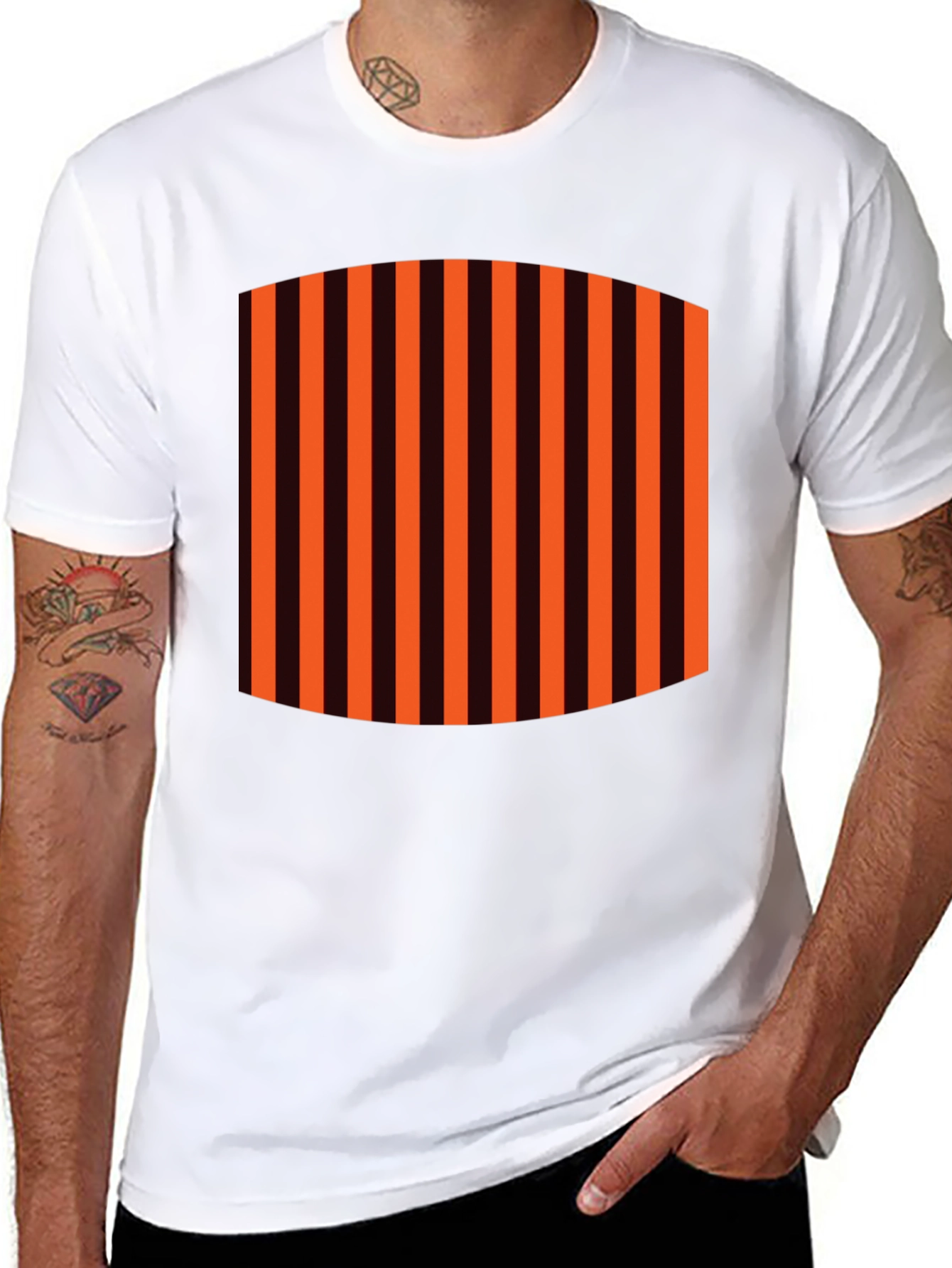 Striped Graphic Tee - Black