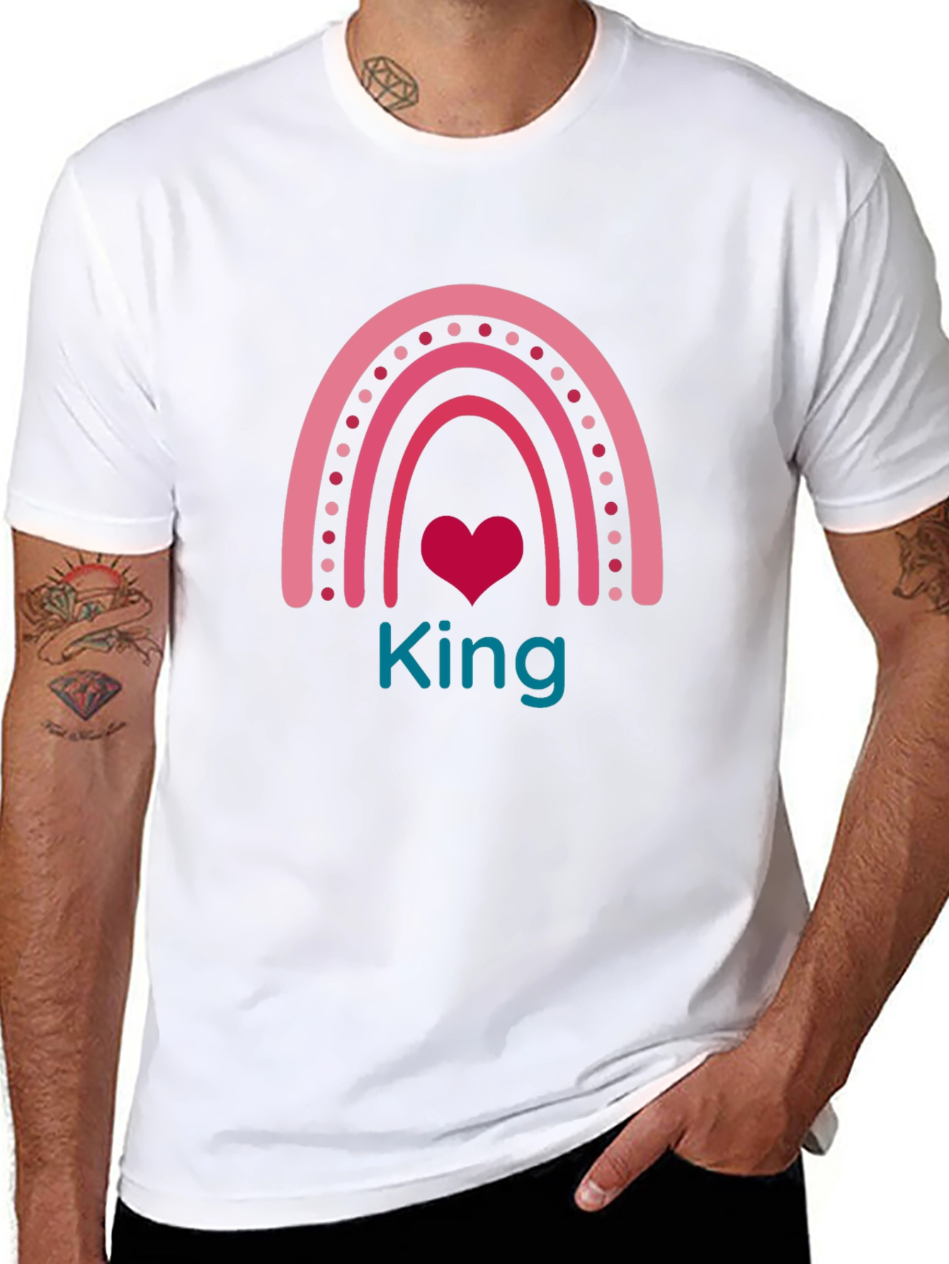 King Rainbow Heart Graphic Tee - Black