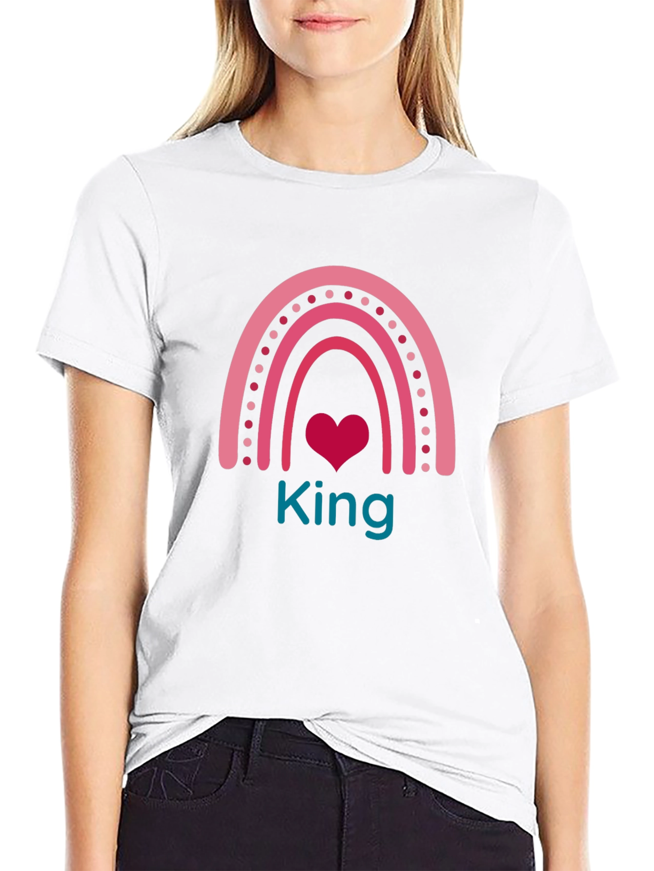 King Rainbow Heart Graphic Tee - Black