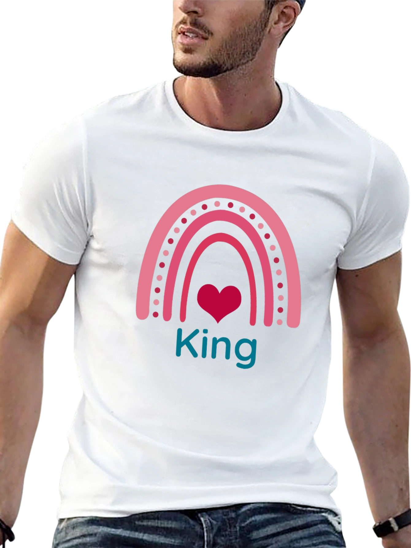 King Rainbow Heart Graphic Tee - Black