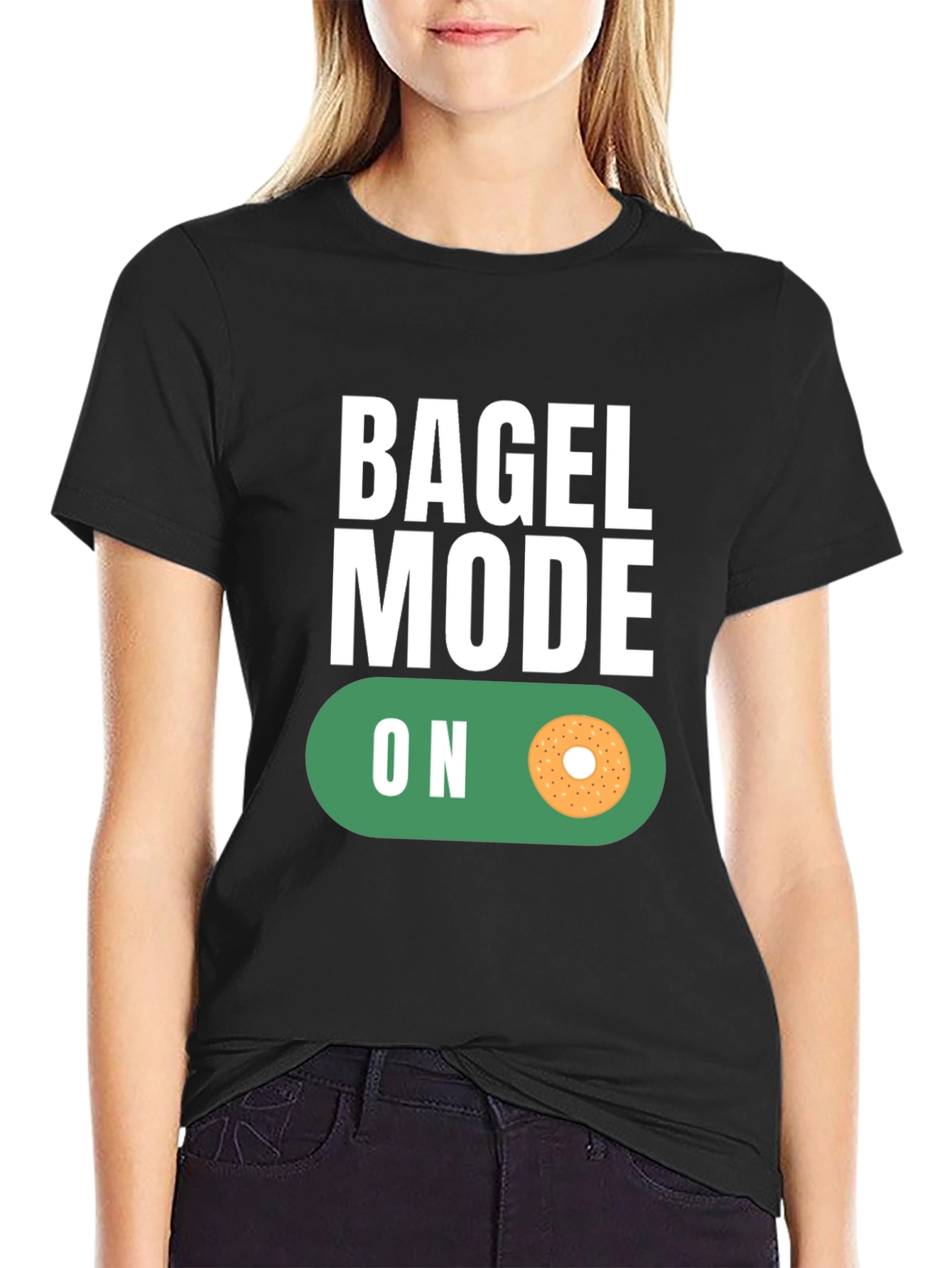 Bagel Mode On Graphic Tee - Black