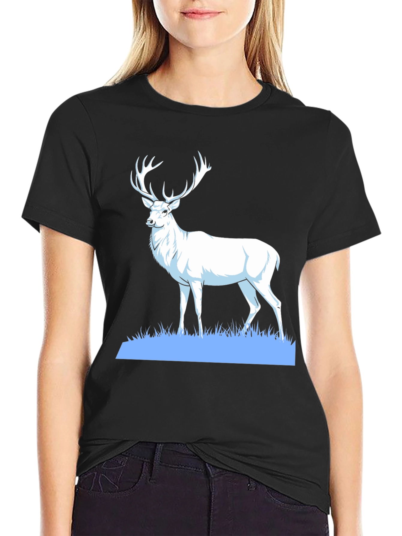 Majestic Deer Graphic Tee - Black