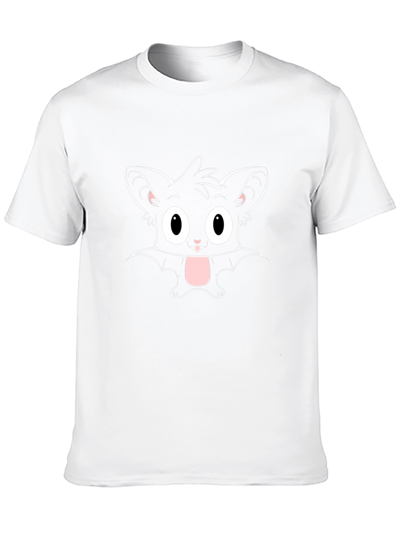 Cute Cartoon Bat Graphic Tee - Black