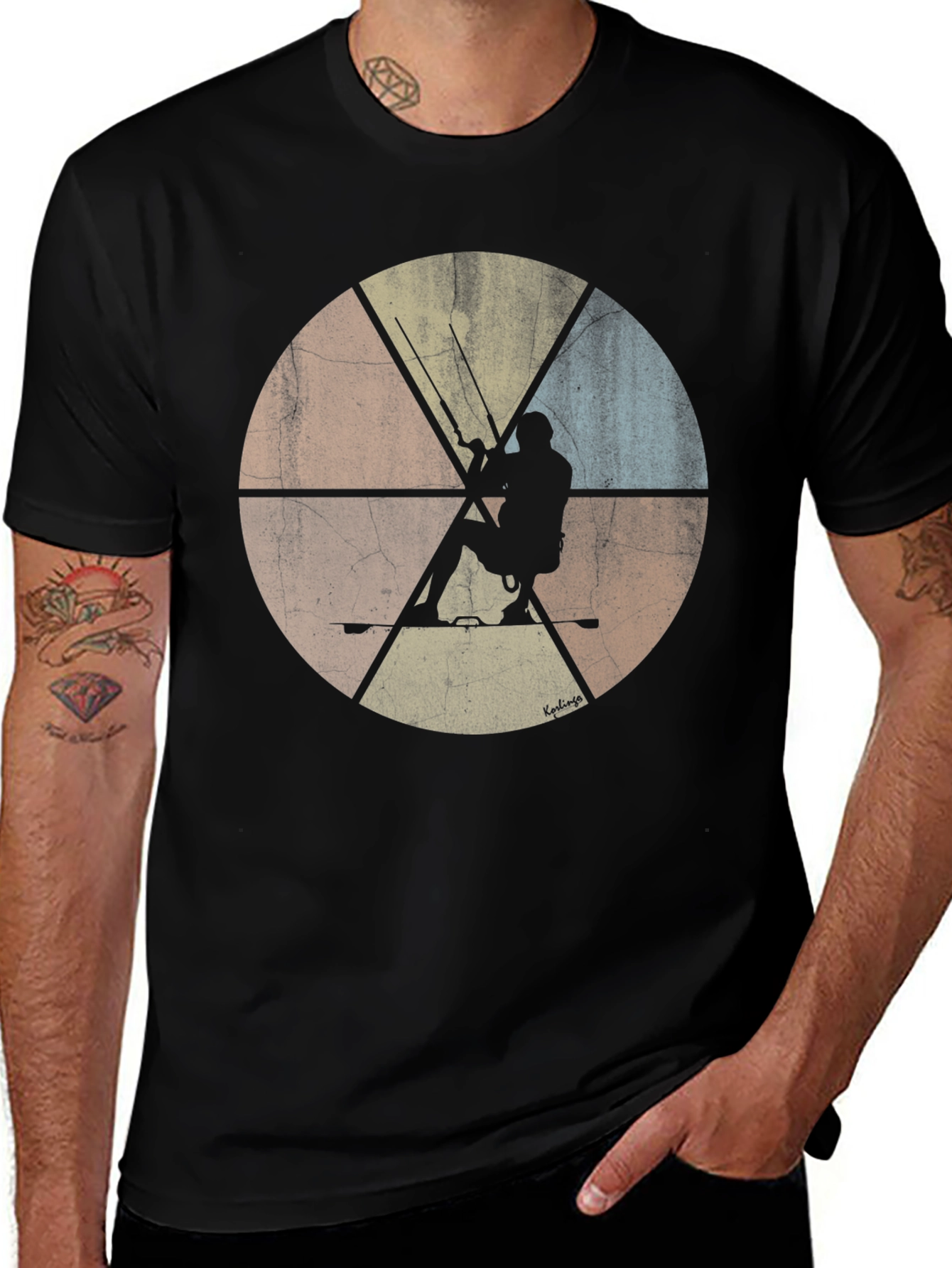 Kitesurfing Silhouette Graphic Tee - Retro Style