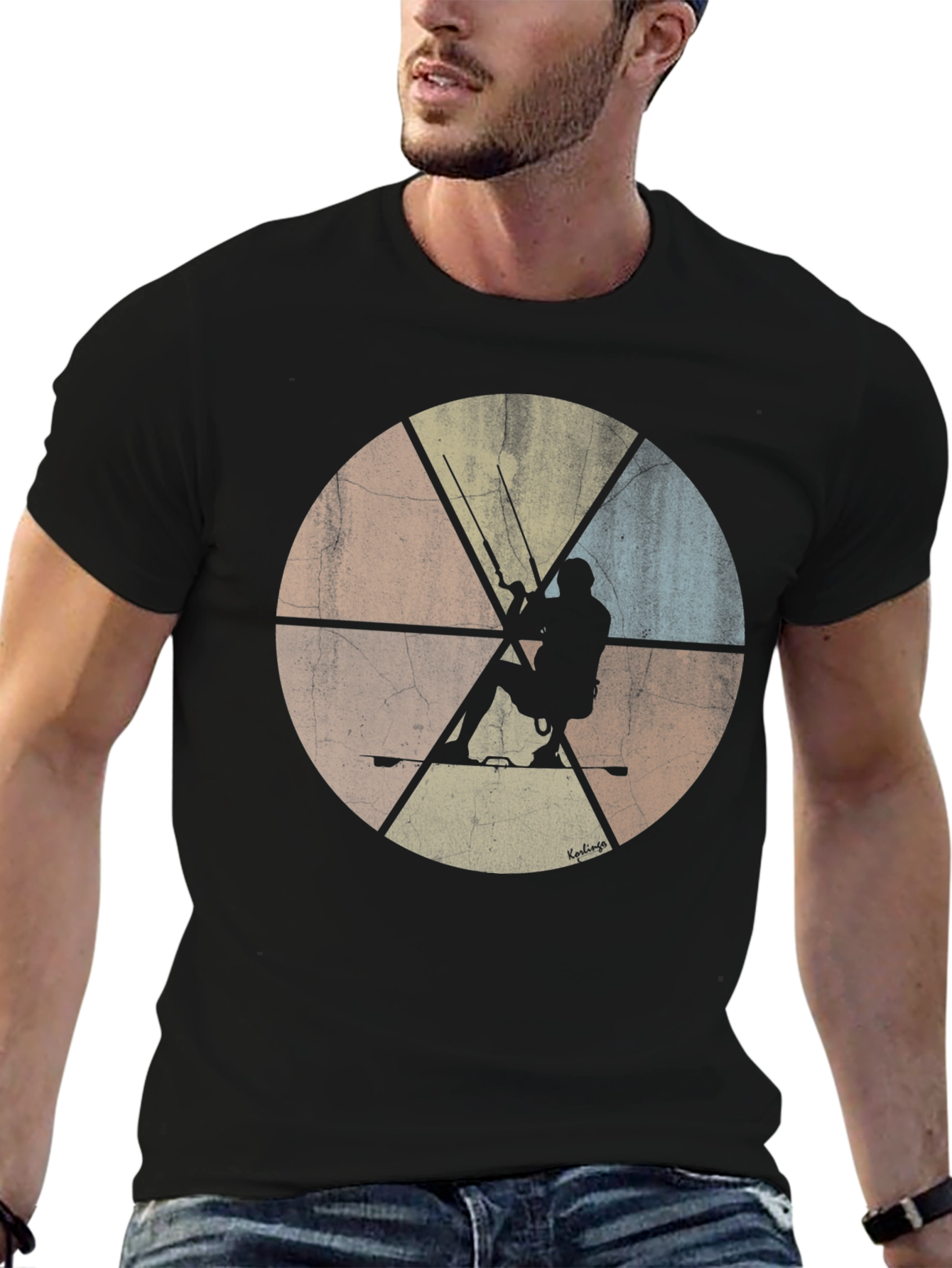 Kitesurfing Silhouette Graphic Tee - Retro Style