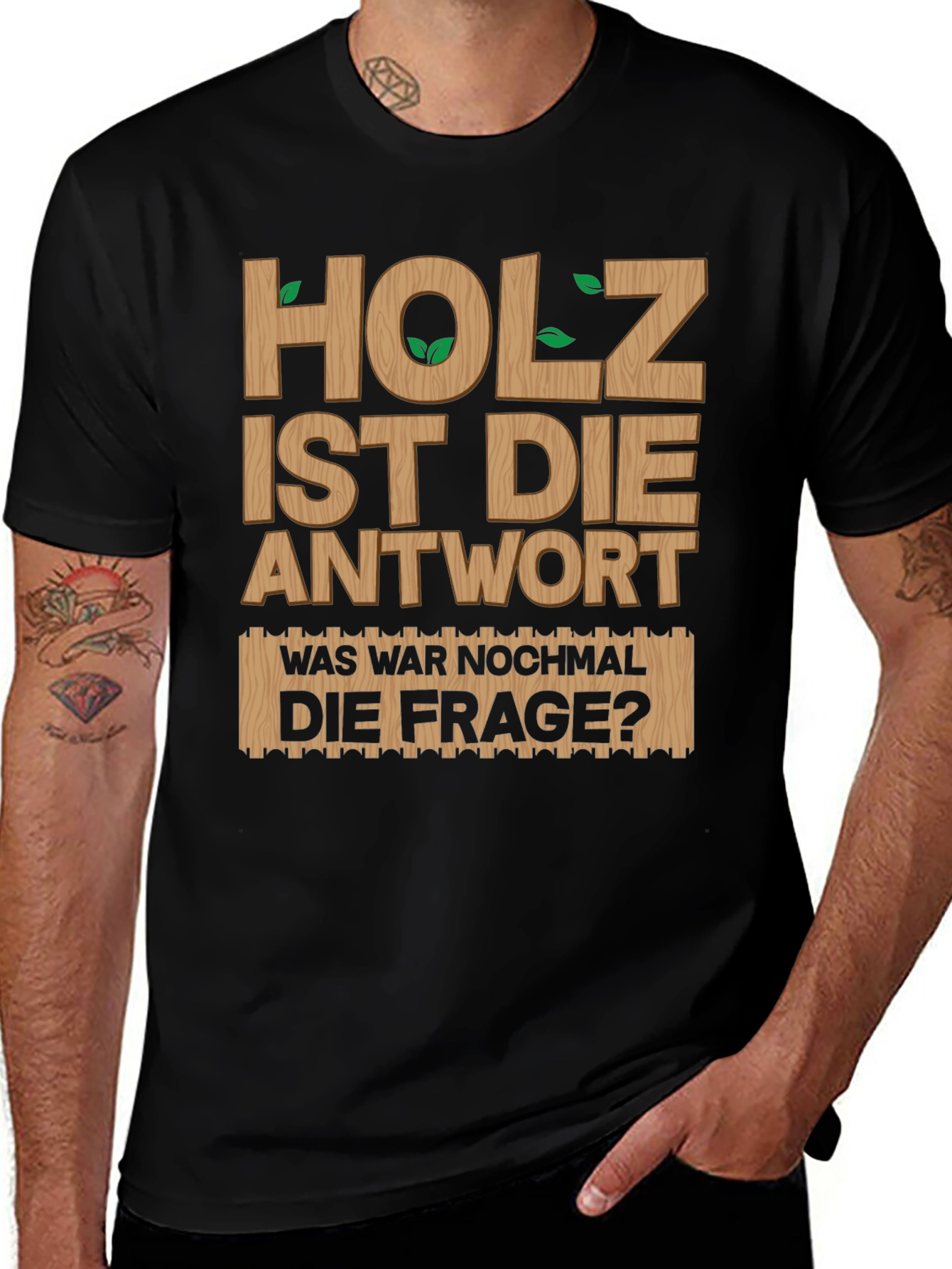 Holz Ist Die Antwort Mens Black Graphic Tee