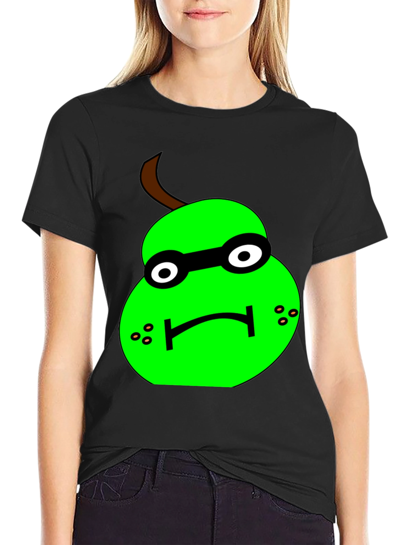 Funny Pear Cartoon T-Shirt - Black Graphic Tee