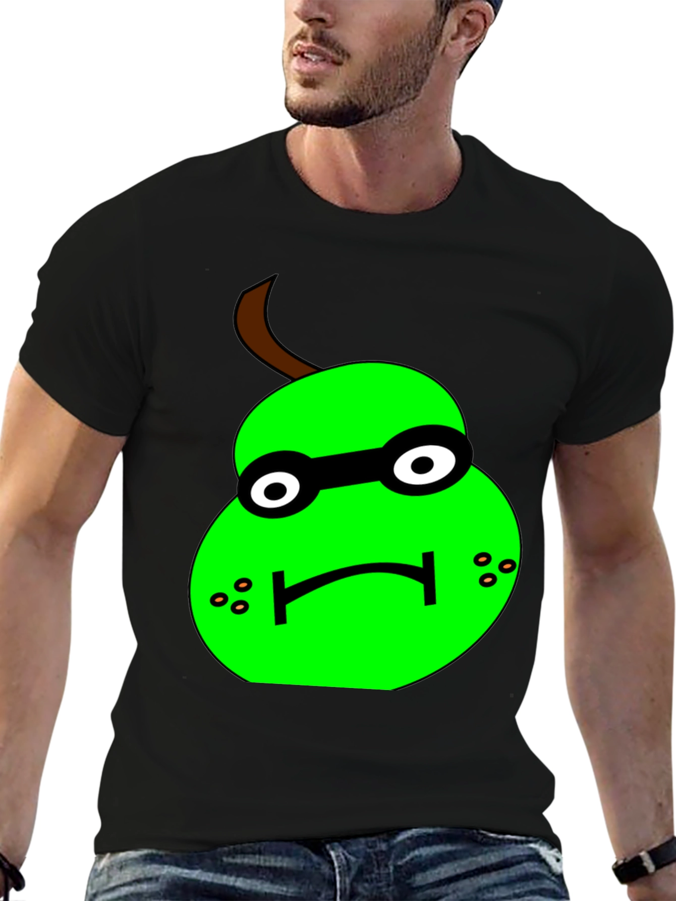Funny Pear Cartoon T-Shirt - Black Graphic Tee