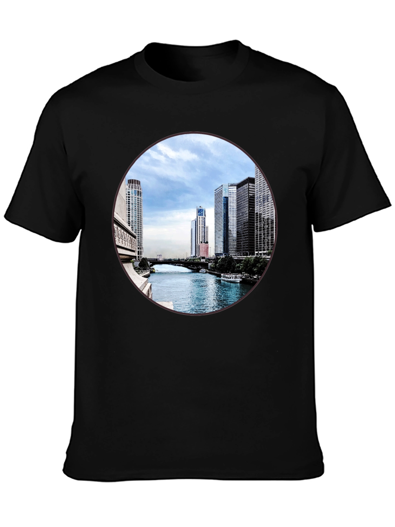 Chicago River T-Shirt - Cityscape Graphic Tee