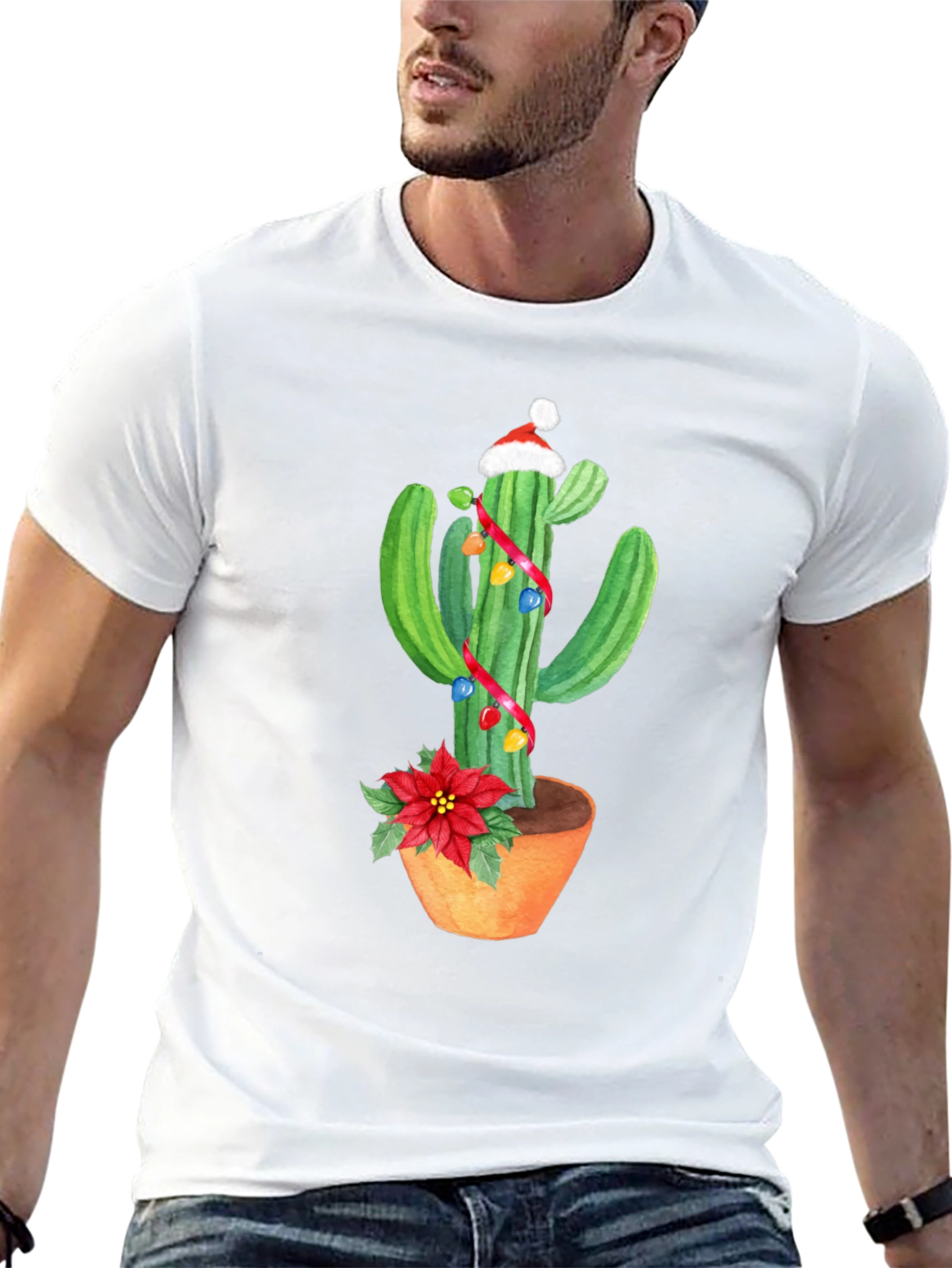 Festive Cactus T-Shirt - Holiday Cheer