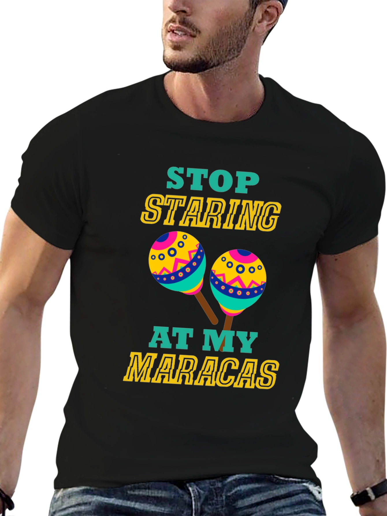 Funny Maracas T-Shirt - Stop Staring Graphic Tee