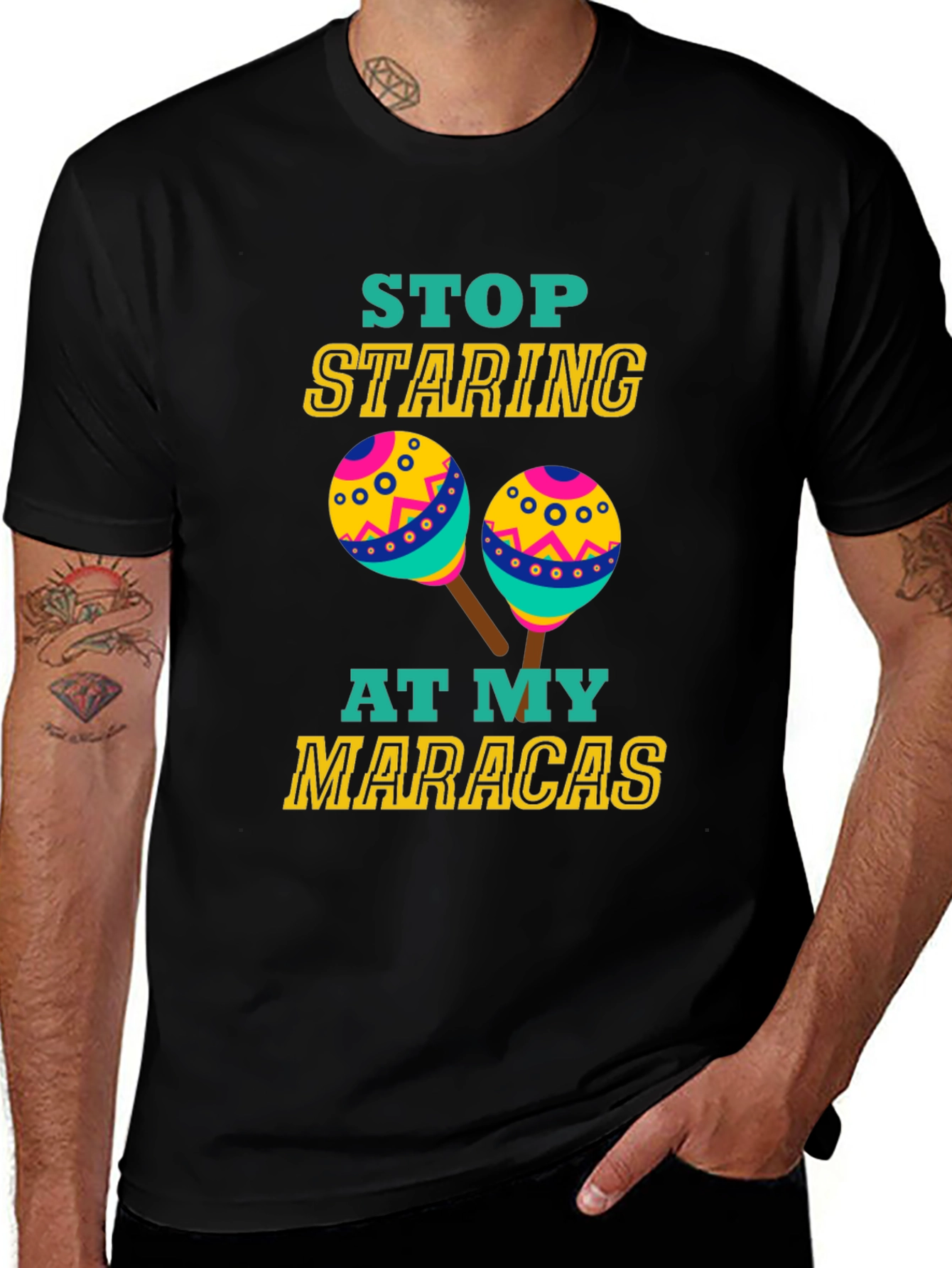 Funny Maracas T-Shirt - Stop Staring Graphic Tee