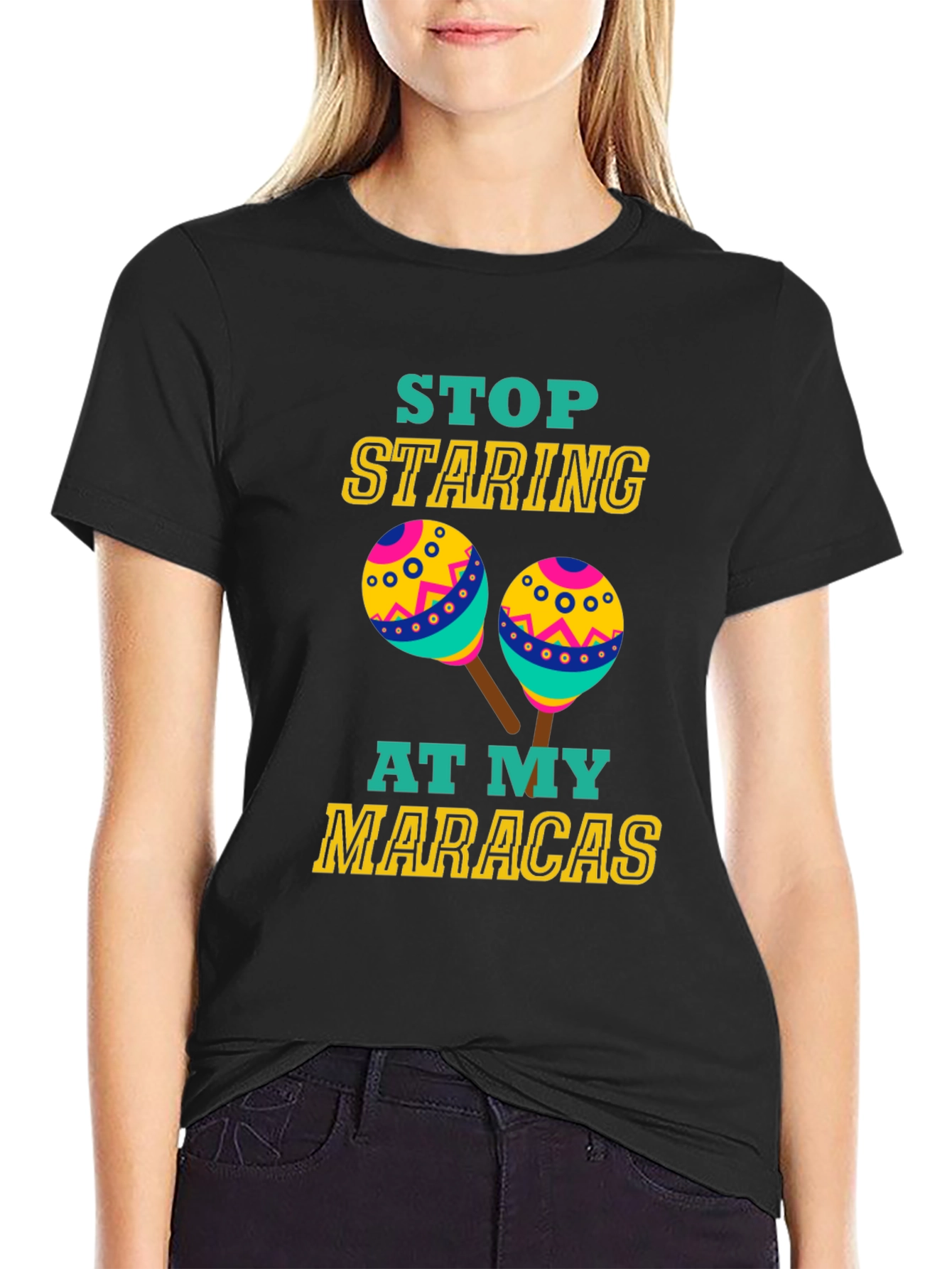 Funny Maracas T-Shirt - Stop Staring Graphic Tee