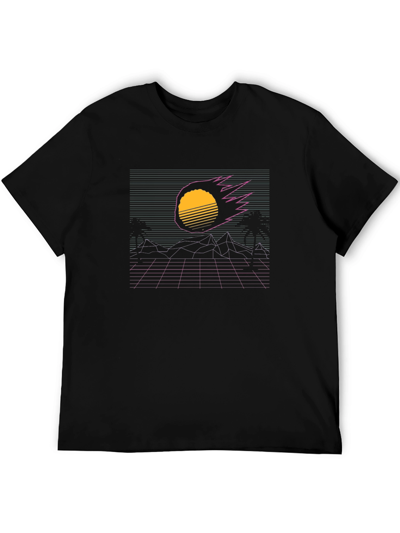 Retro Sunset Graphic Tee - Black