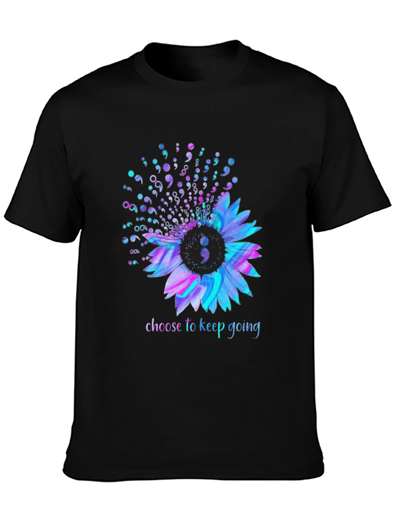 Semicolon Sunflower Graphic T-Shirt - Choose to Keep Going
