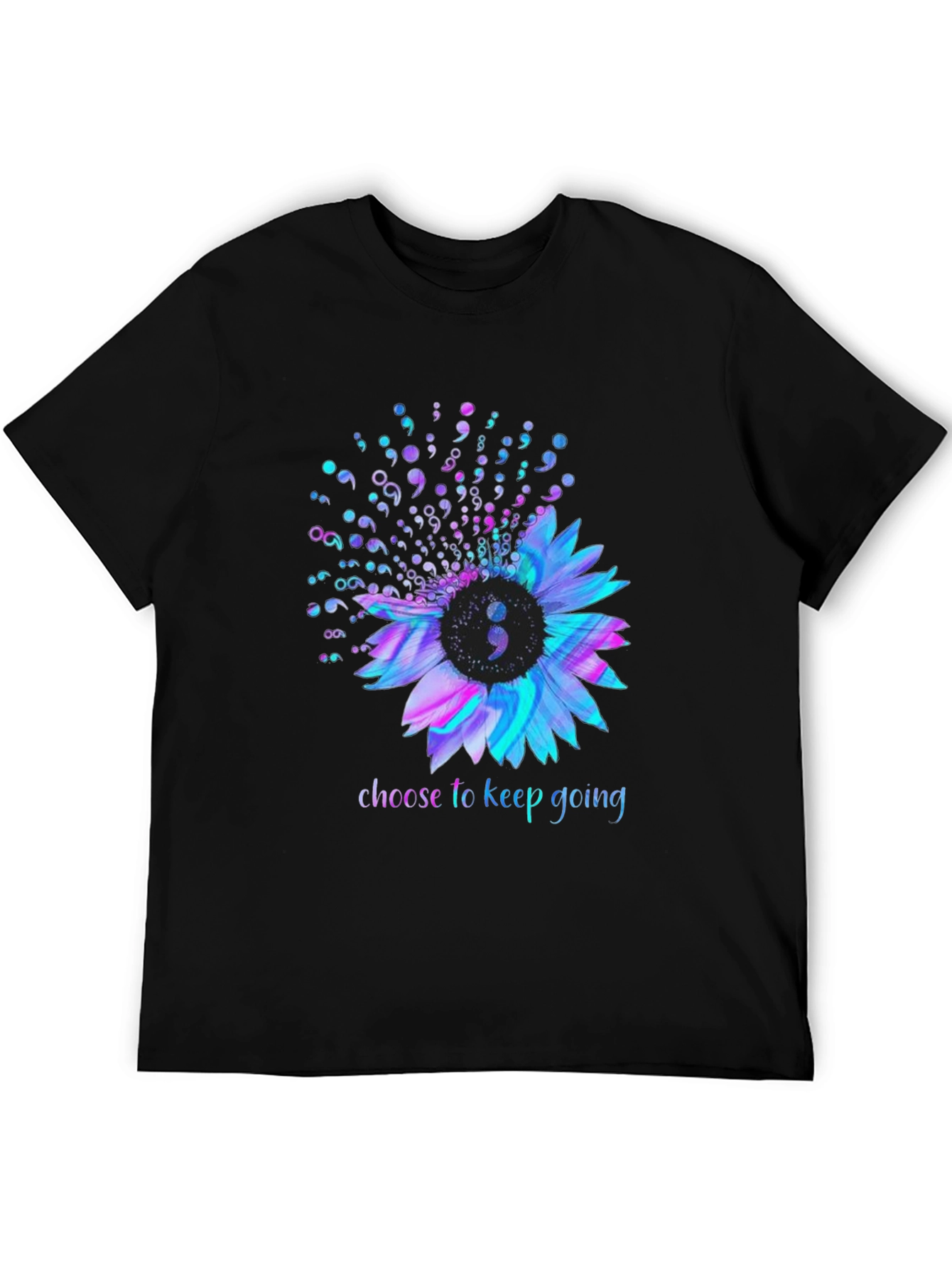 Semicolon Sunflower Graphic T-Shirt - Choose to Keep Going