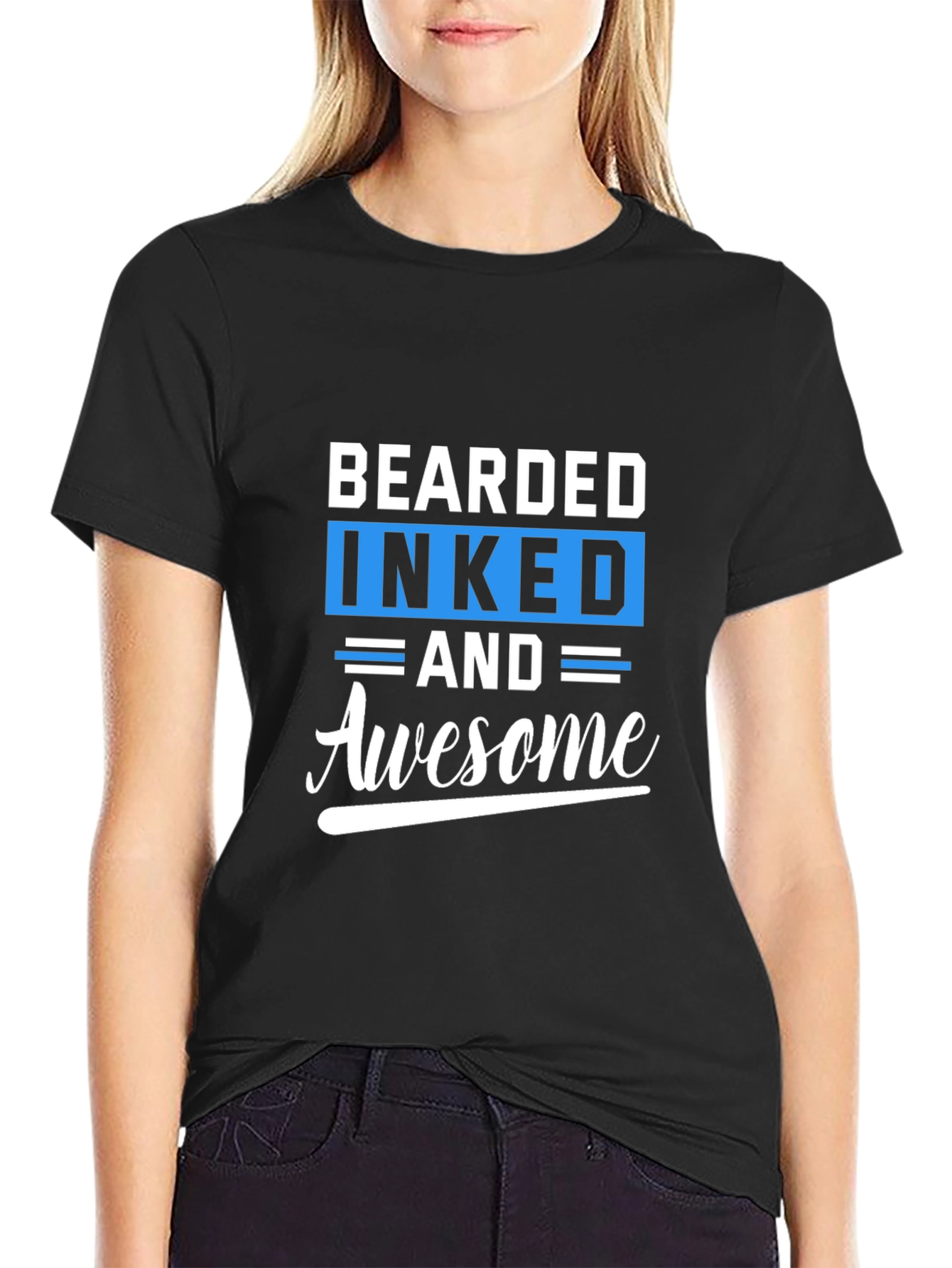 Bearded Inked Awesome Black T-Shirt