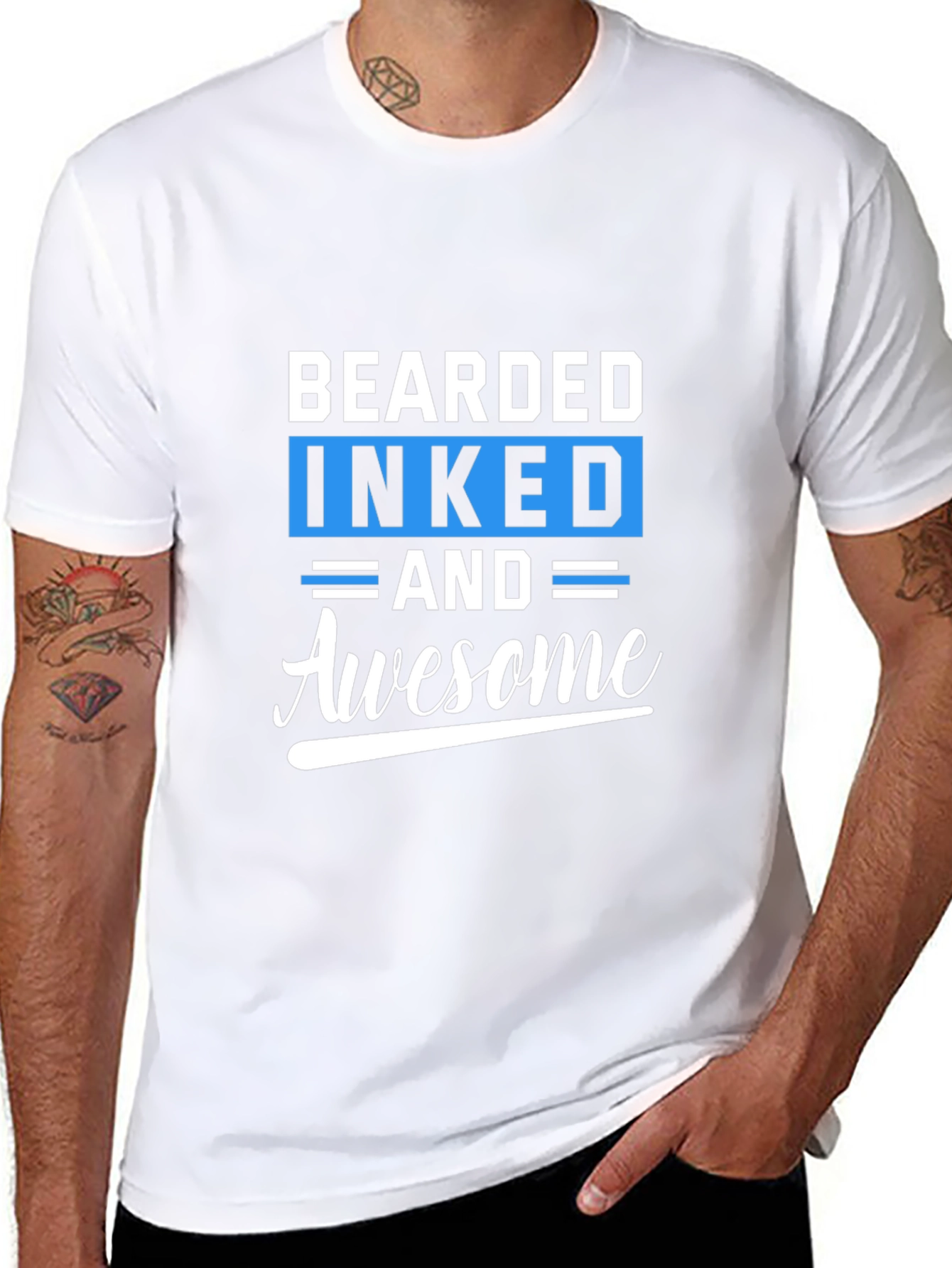 Bearded Inked Awesome Black T-Shirt