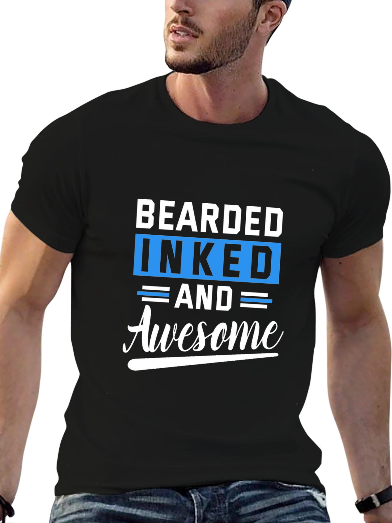 Bearded Inked Awesome Black T-Shirt
