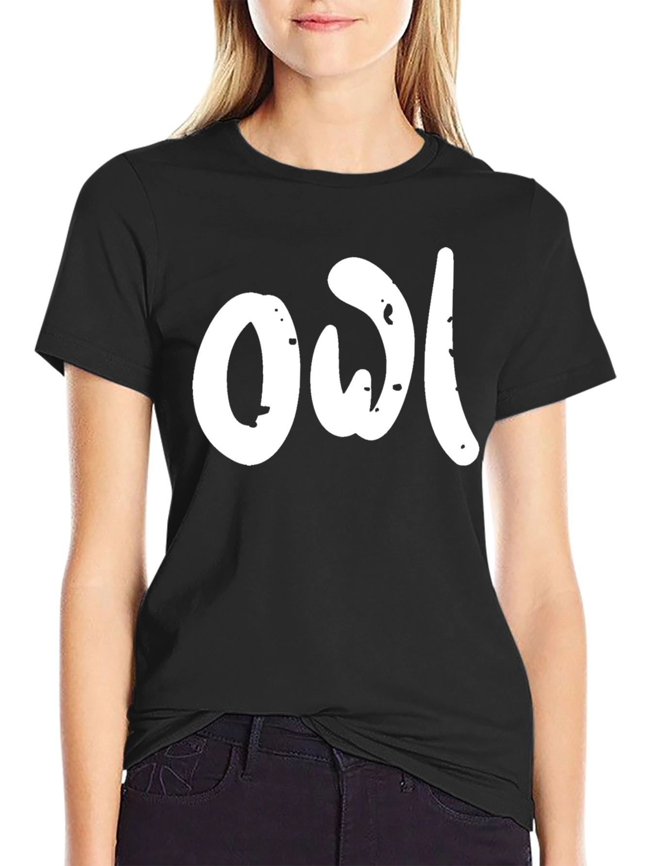 Black T-Shirt with Owl Graphic
