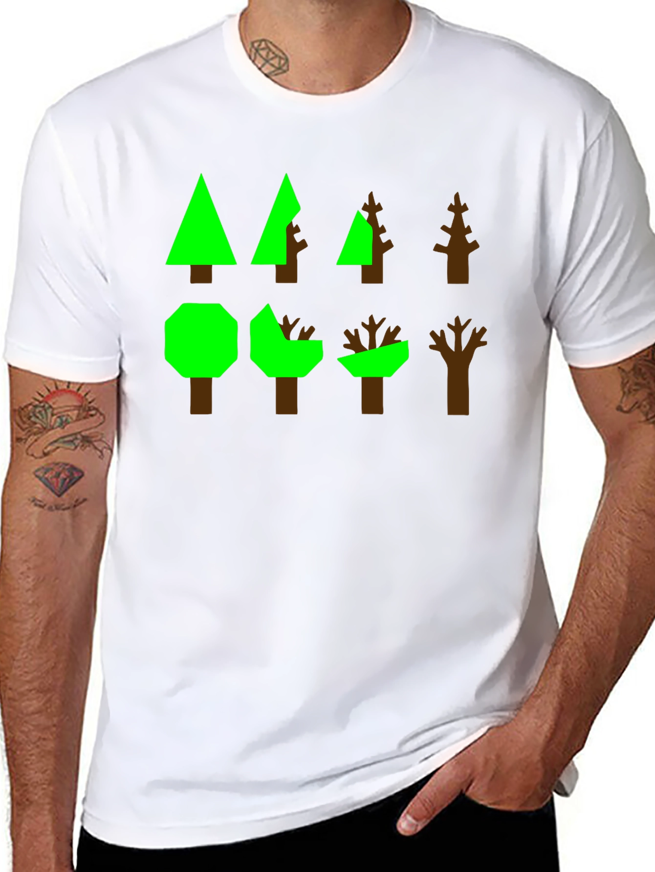 Geometric Trees Graphic Tee - Modern Nature Shirt