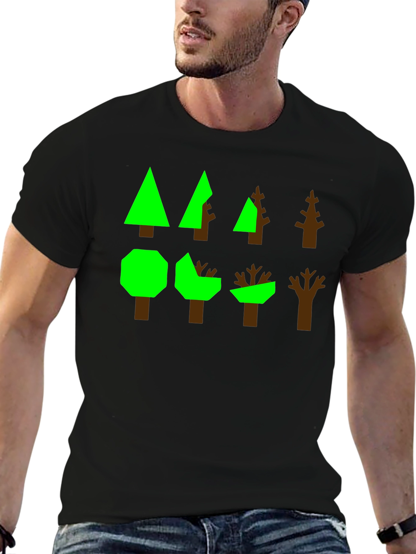 Geometric Trees Graphic Tee - Modern Nature Shirt