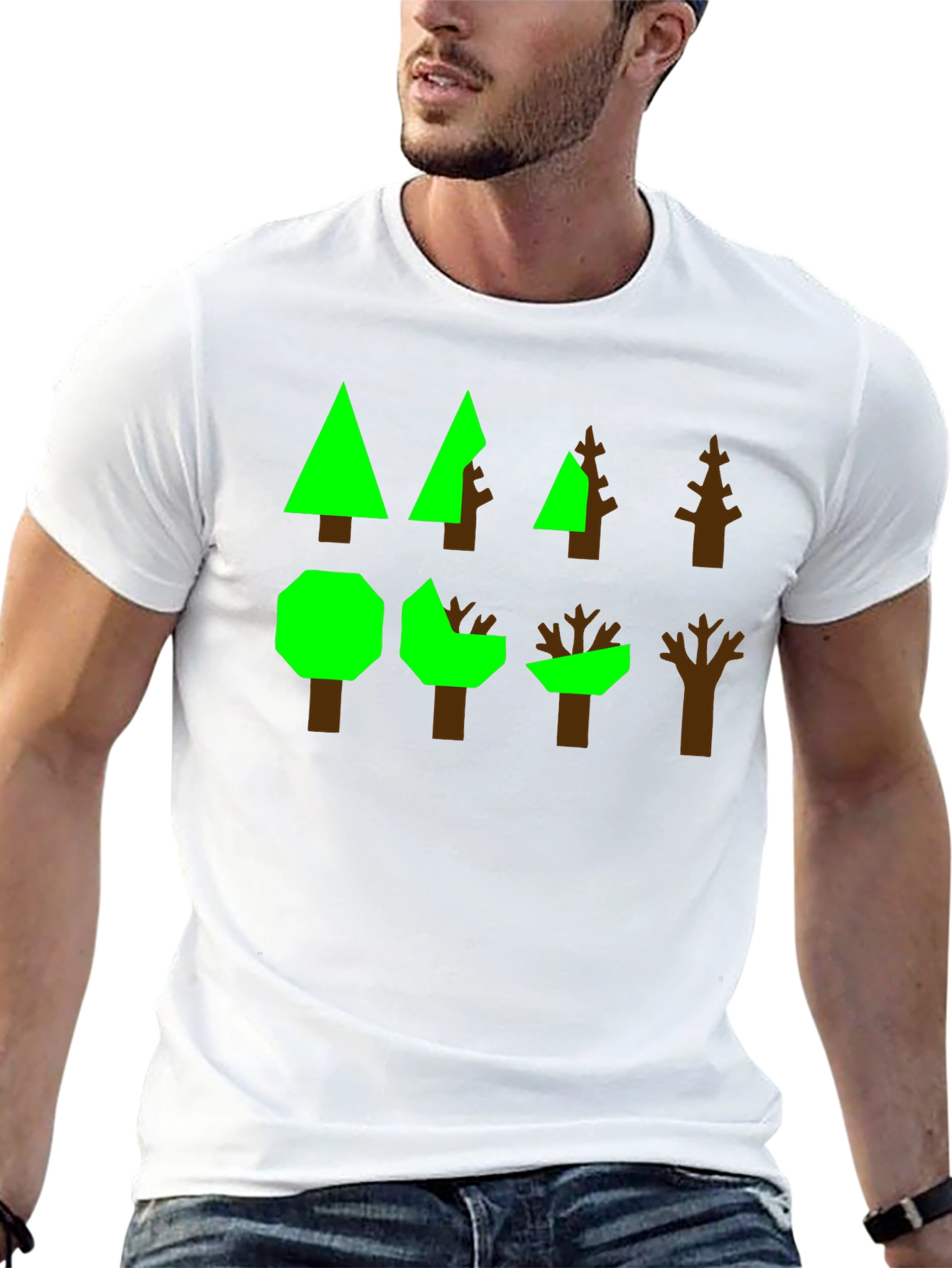 Geometric Trees Graphic Tee - Modern Nature Shirt