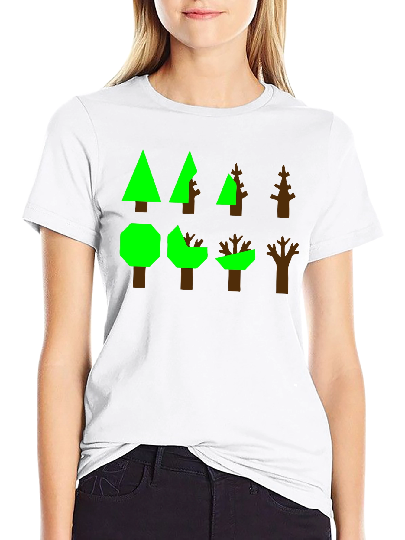 Geometric Trees Graphic Tee - Modern Nature Shirt