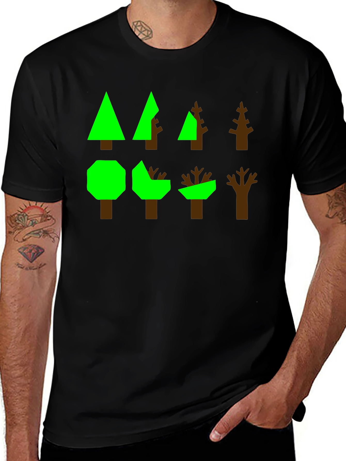 Geometric Trees Graphic Tee - Modern Nature Shirt