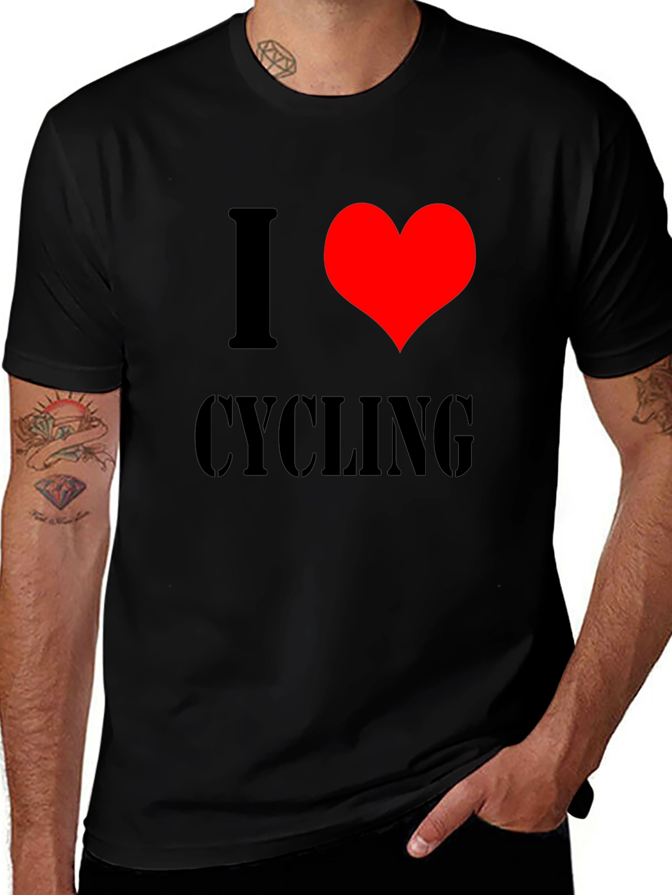 I Love Cycling Black T-Shirt