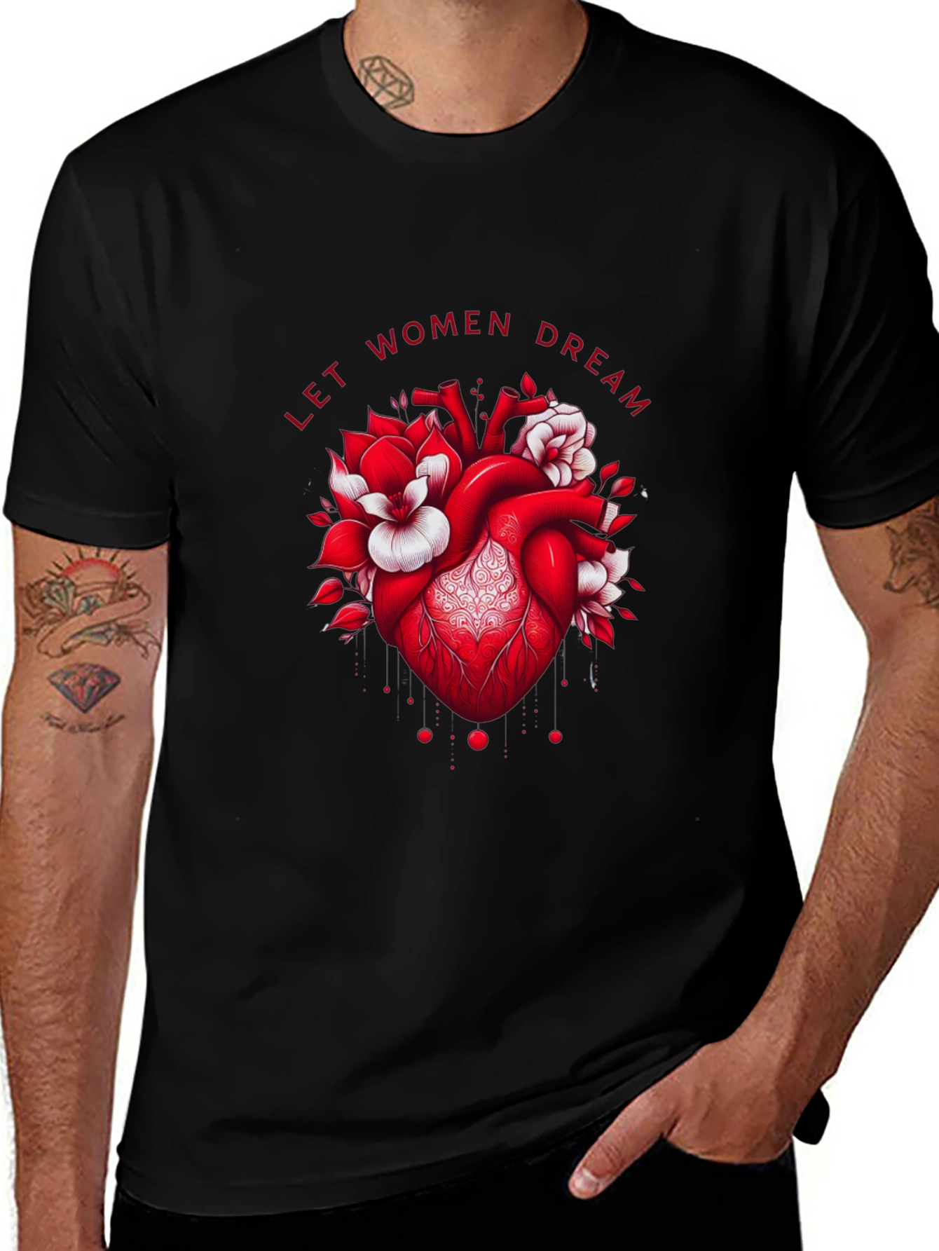 Let Women Dream Graphic Tee - Floral Heart