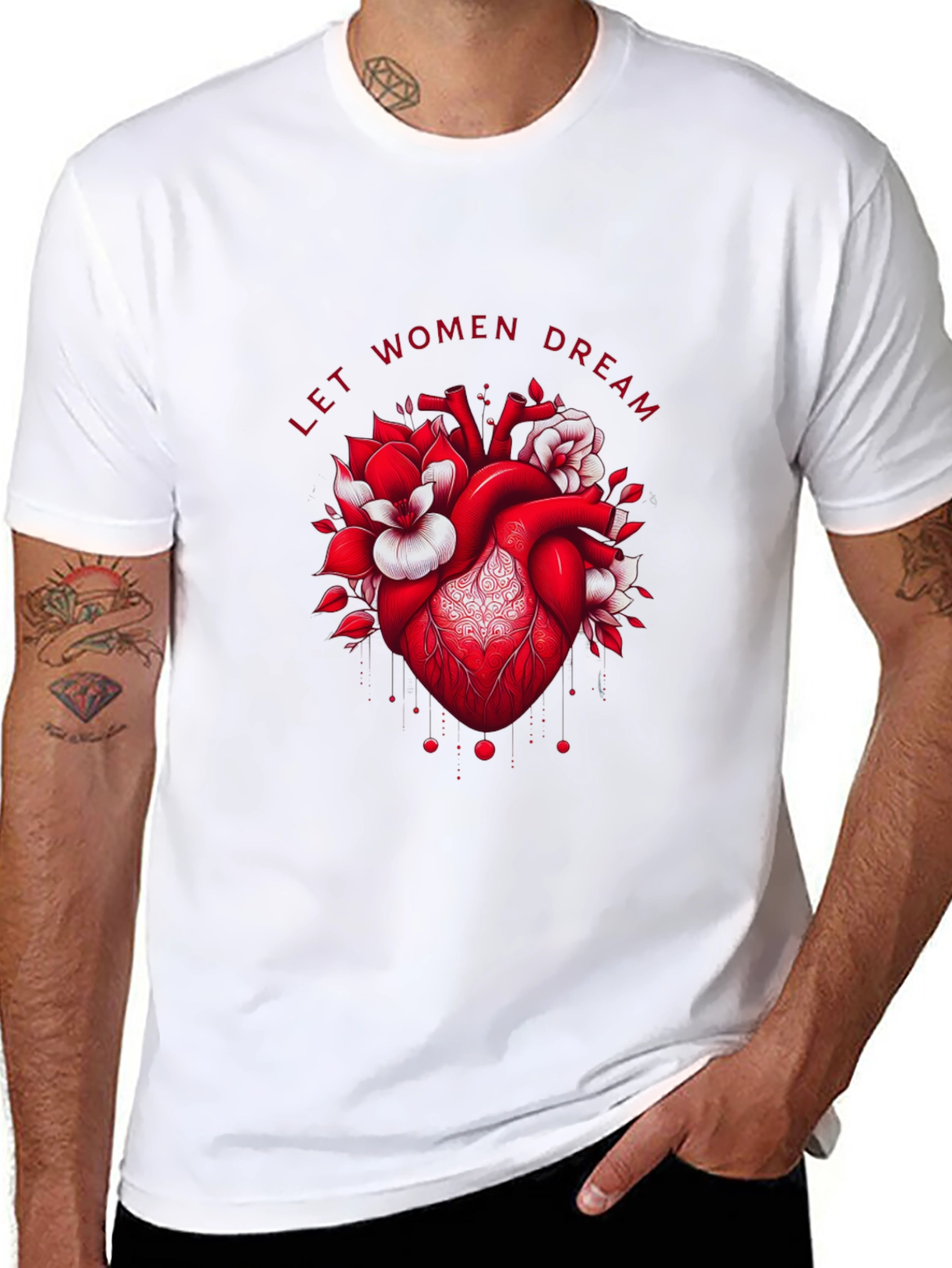 Let Women Dream Graphic Tee - Floral Heart