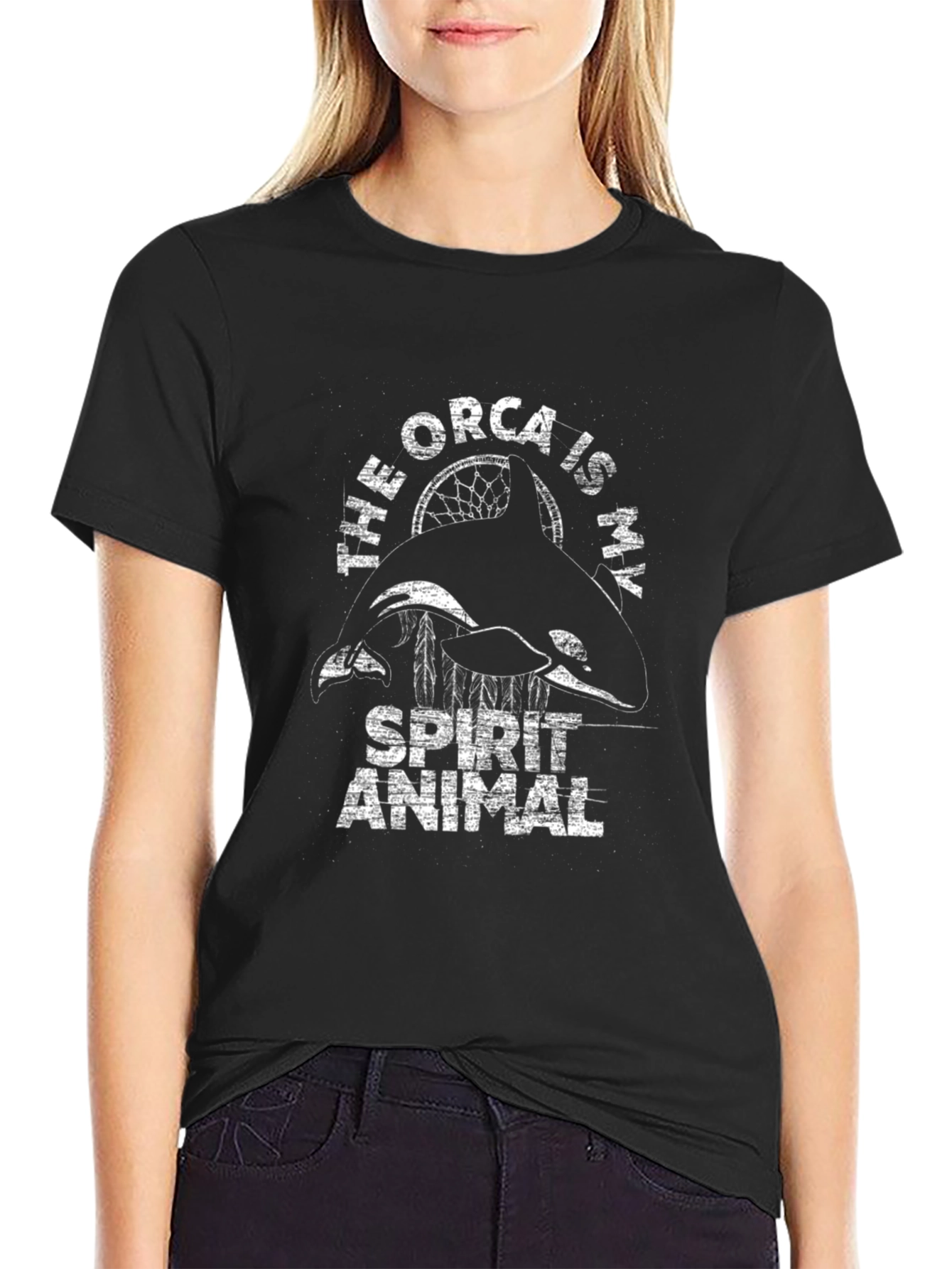 Orca Spirit Animal Graphic T-Shirt - Black
