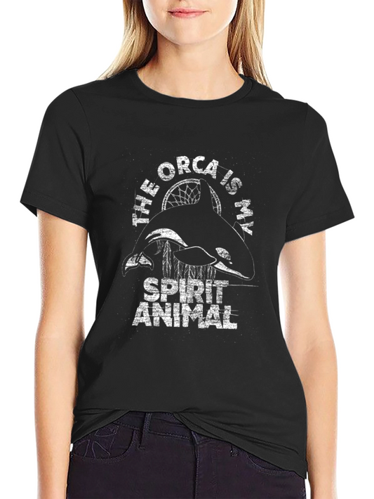 Orca Spirit Animal Graphic T-Shirt - Black