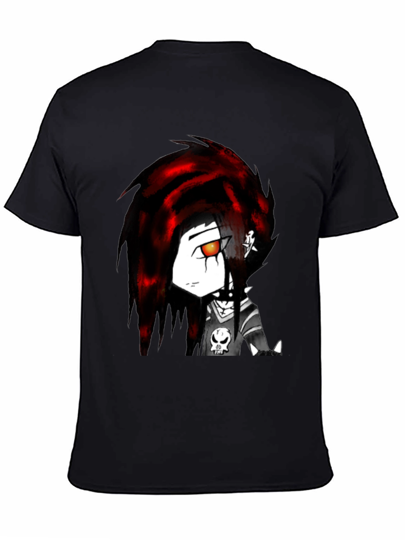 Edgy Anime Graphic Tee - Black Cotton